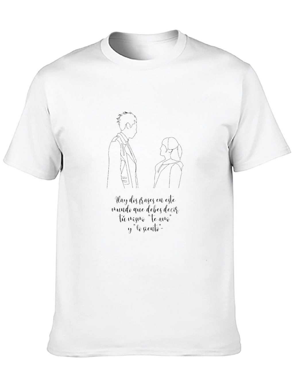 Couple Line Art Graphic T-Shirt - Black