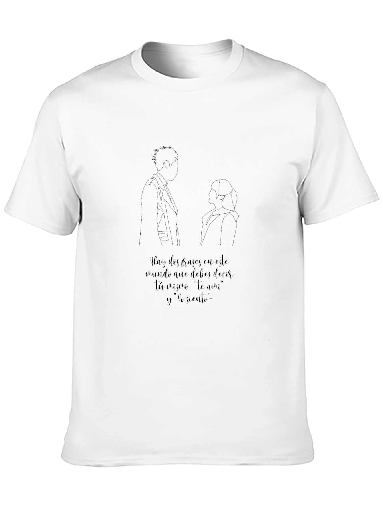 Couple Line Art Graphic T-Shirt - Black