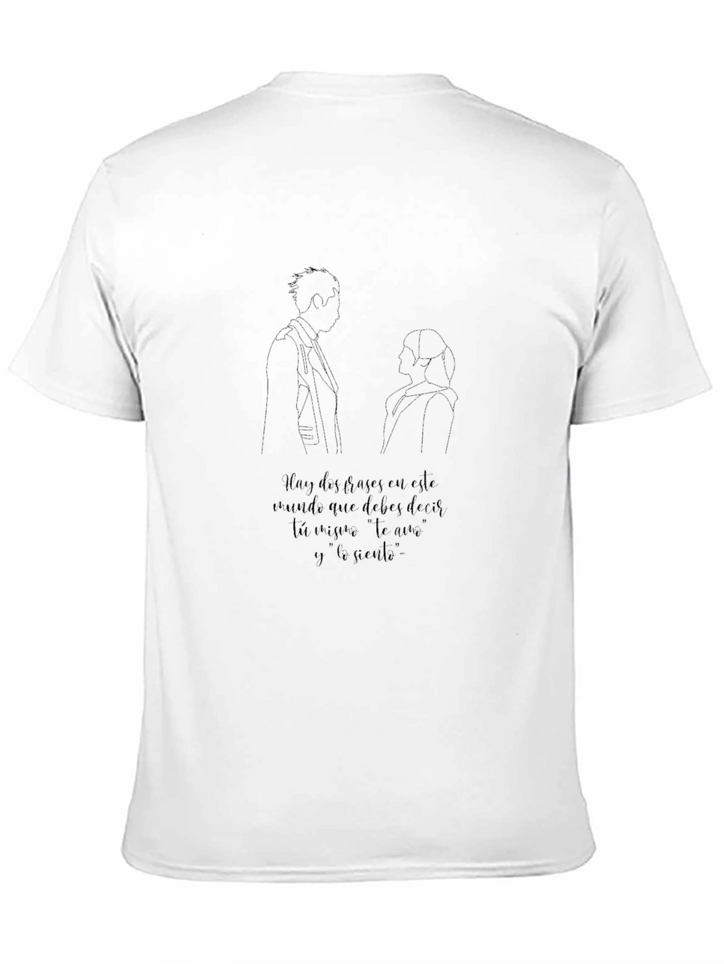 Couple Line Art Graphic T-Shirt - Black