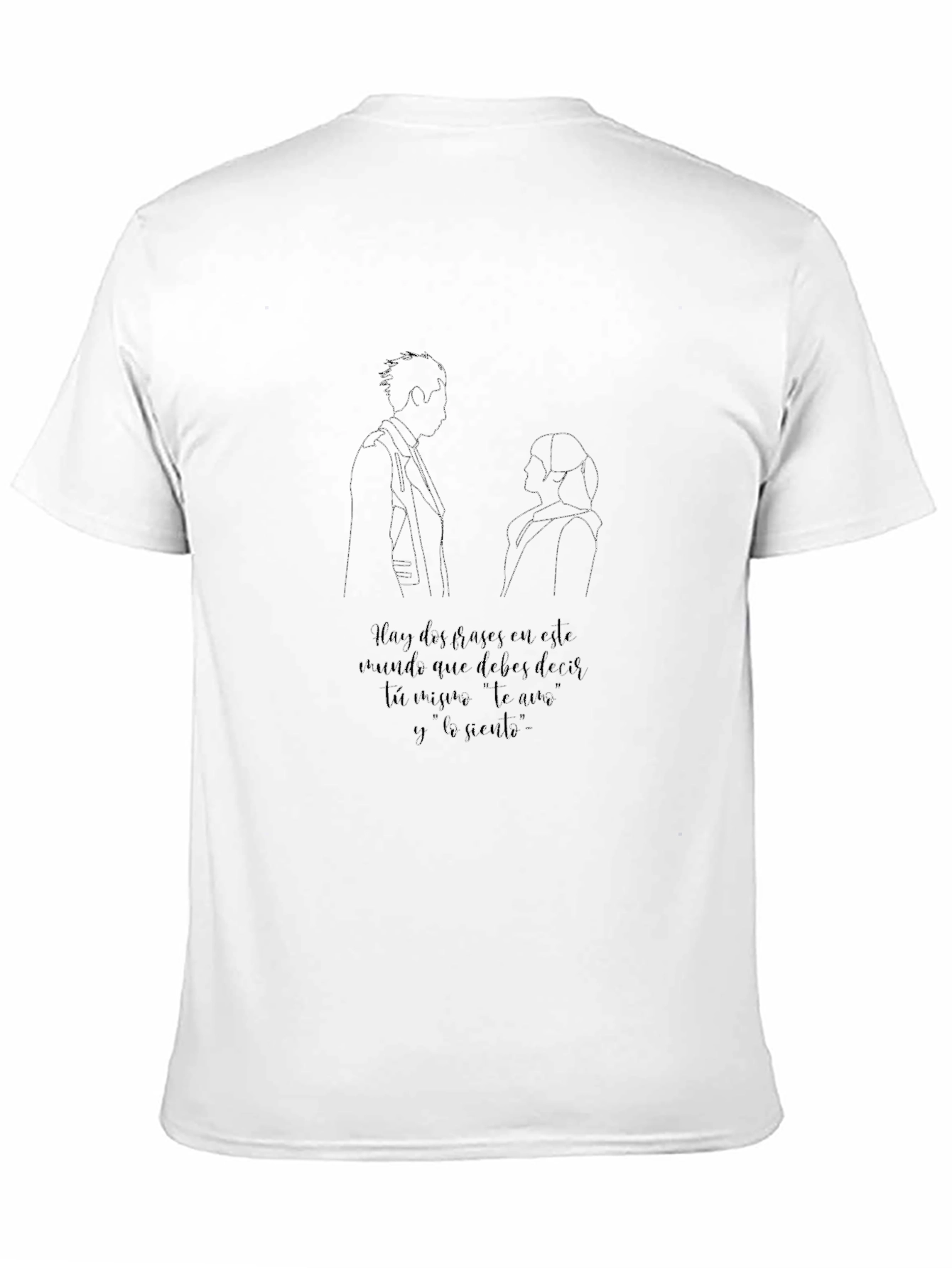 Couple Line Art Graphic T-Shirt - Black