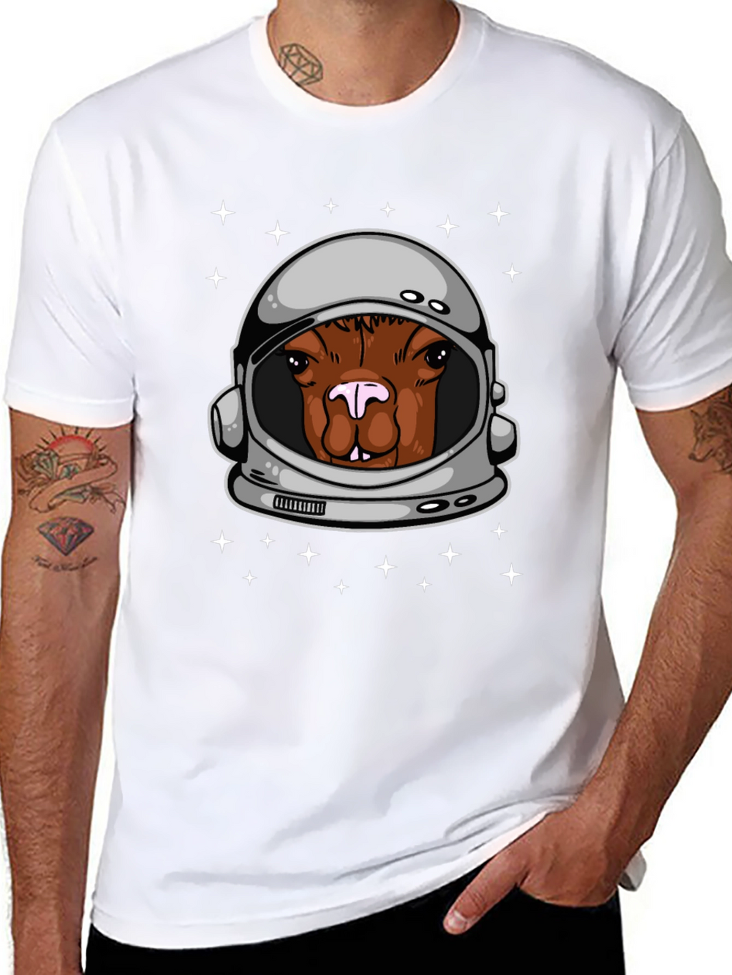 Astronaut Alpaca Graphic Tee - Space Humor T-Shirt