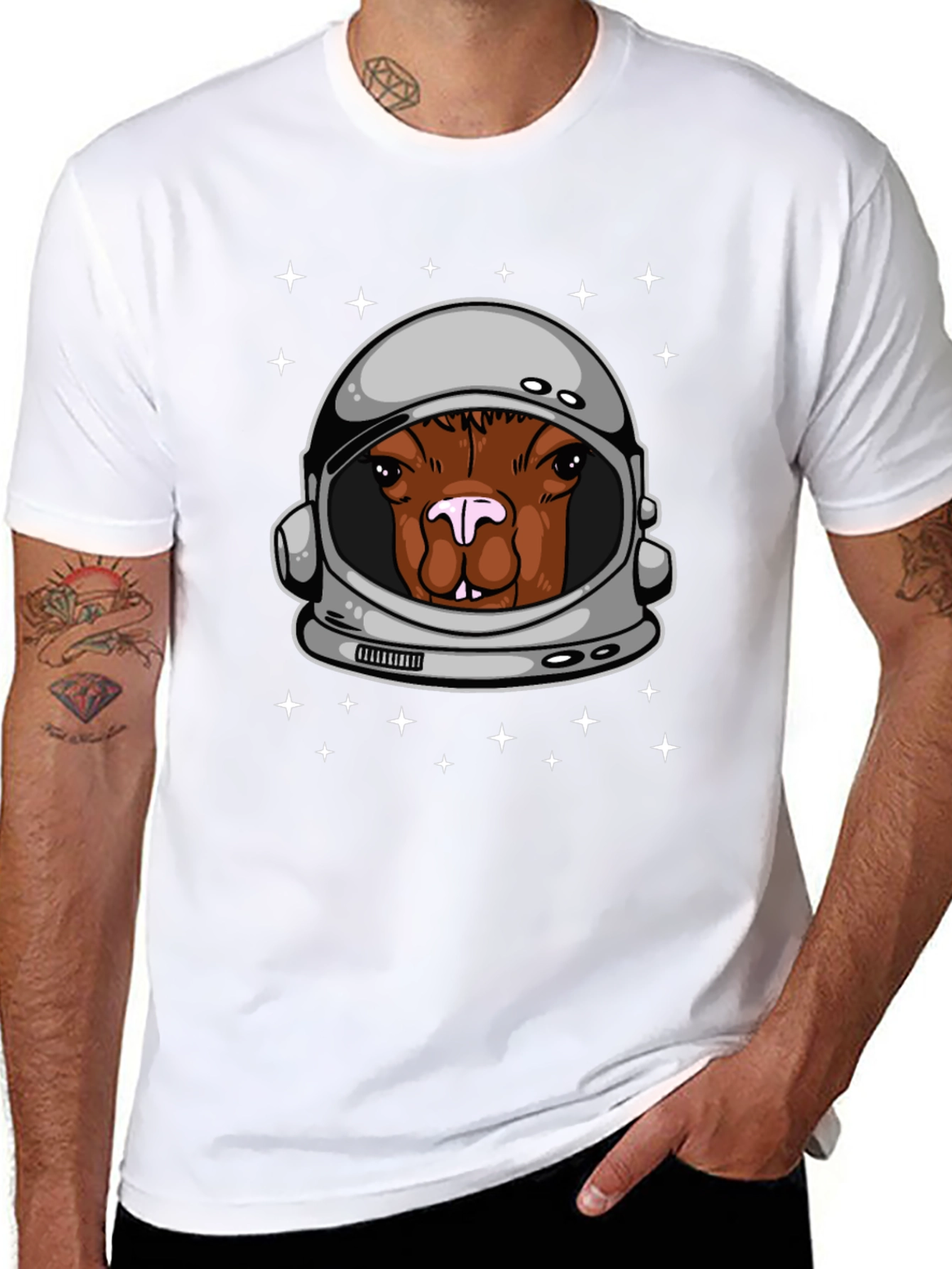 Astronaut Alpaca Graphic Tee - Space Humor T-Shirt