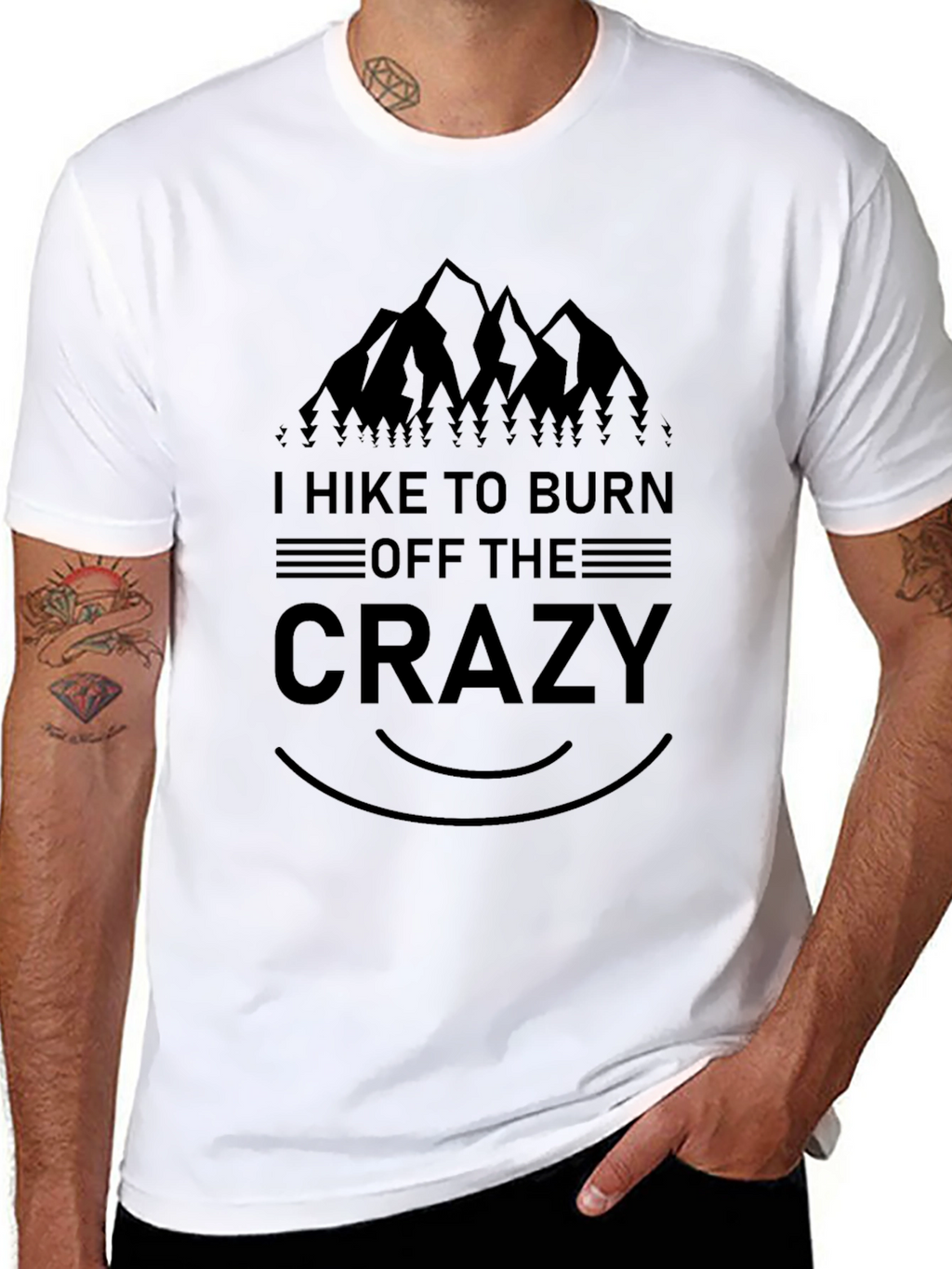 Hike to Burn Crazy Mens Black Graphic Tee