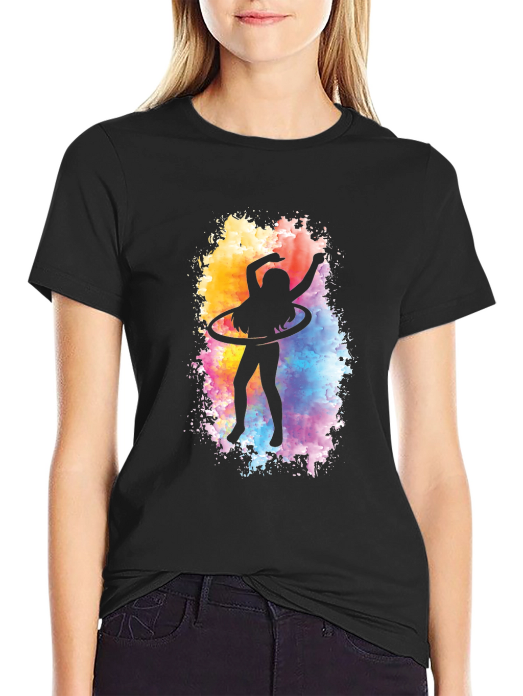 Hula Hoop Silhouette Graphic Tee - Black