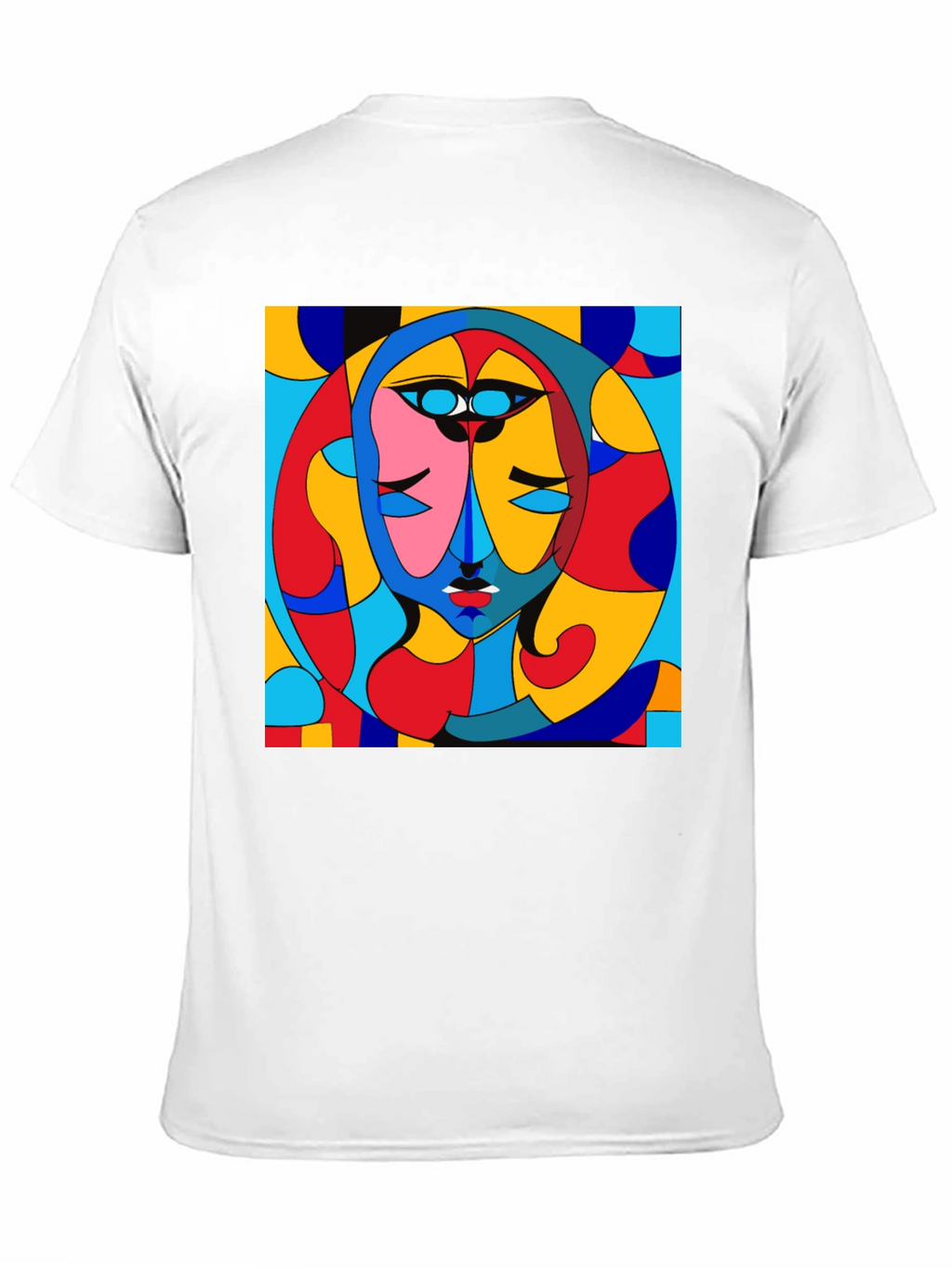 Abstract Art Face Print Black Crew Neck T-Shirt