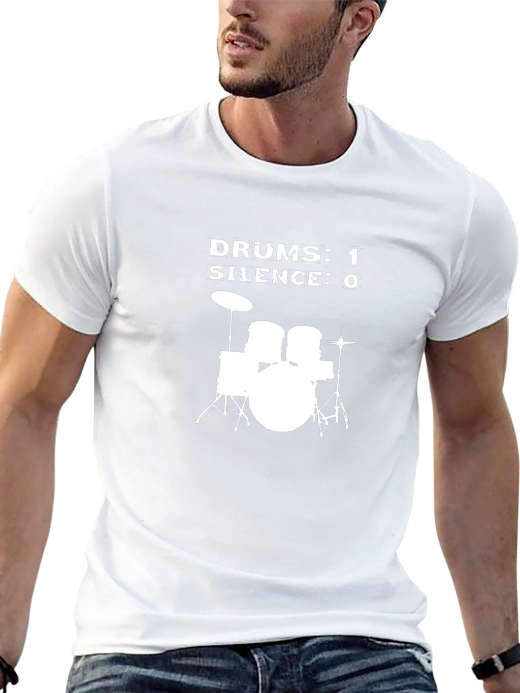 Drums 1 Silence 0 Graphic T-Shirt - Black