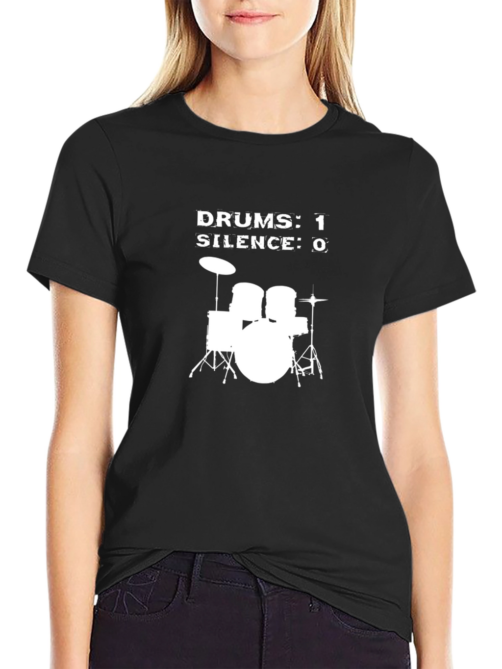 Drums 1 Silence 0 Graphic T-Shirt - Black