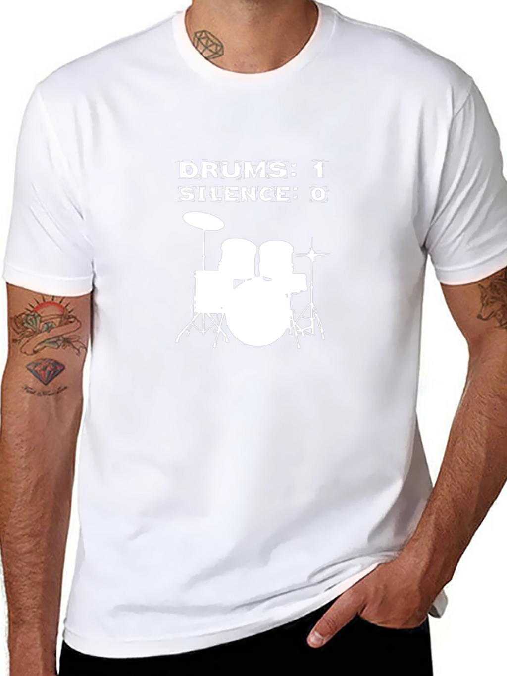 Drums 1 Silence 0 Graphic T-Shirt - Black
