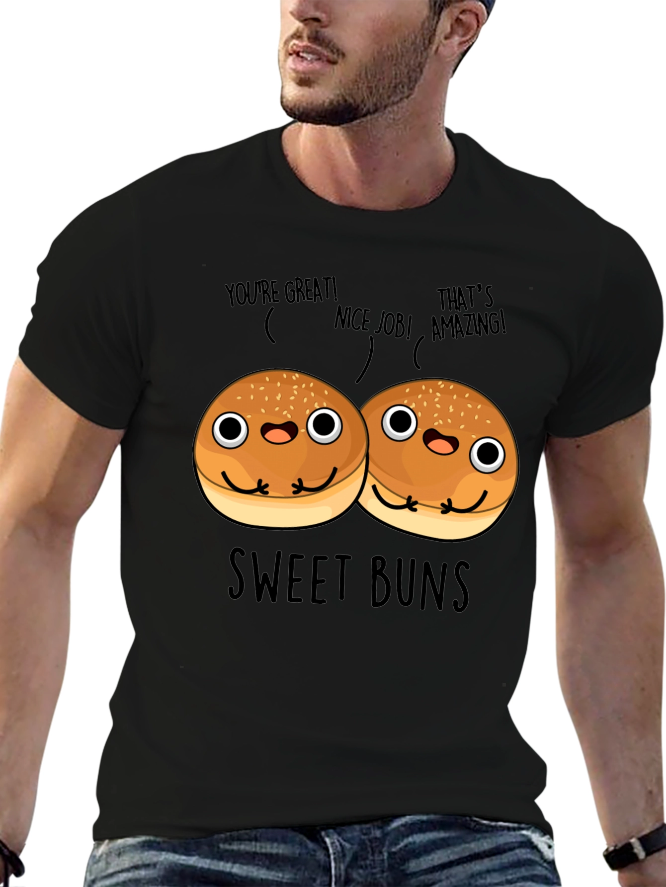 Sweet Buns Graphic Tee - Unisex Black T-Shirt