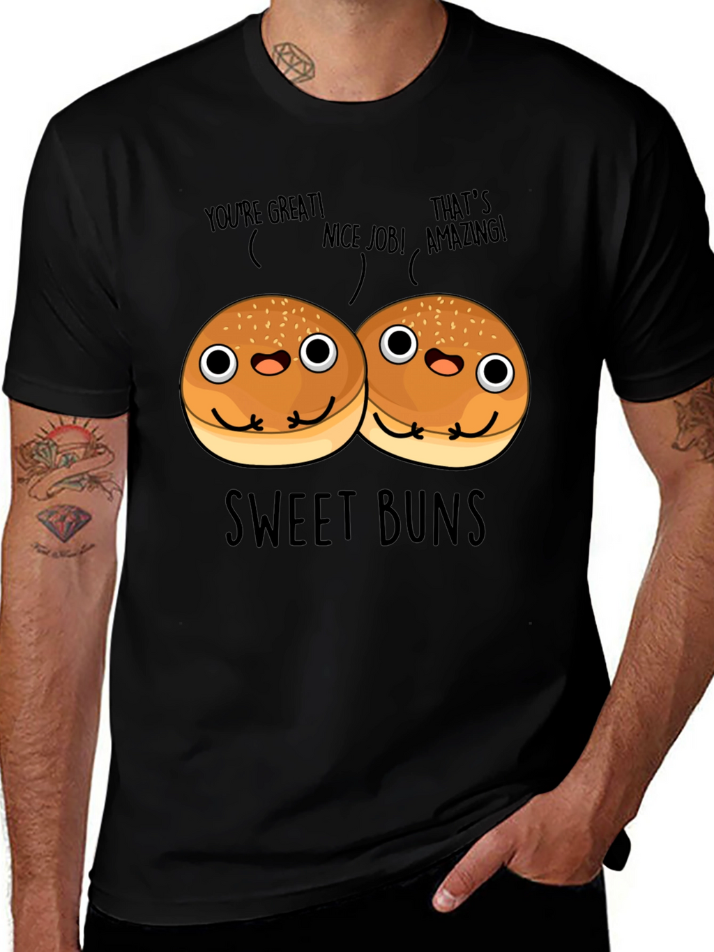 Sweet Buns Graphic Tee - Unisex Black T-Shirt