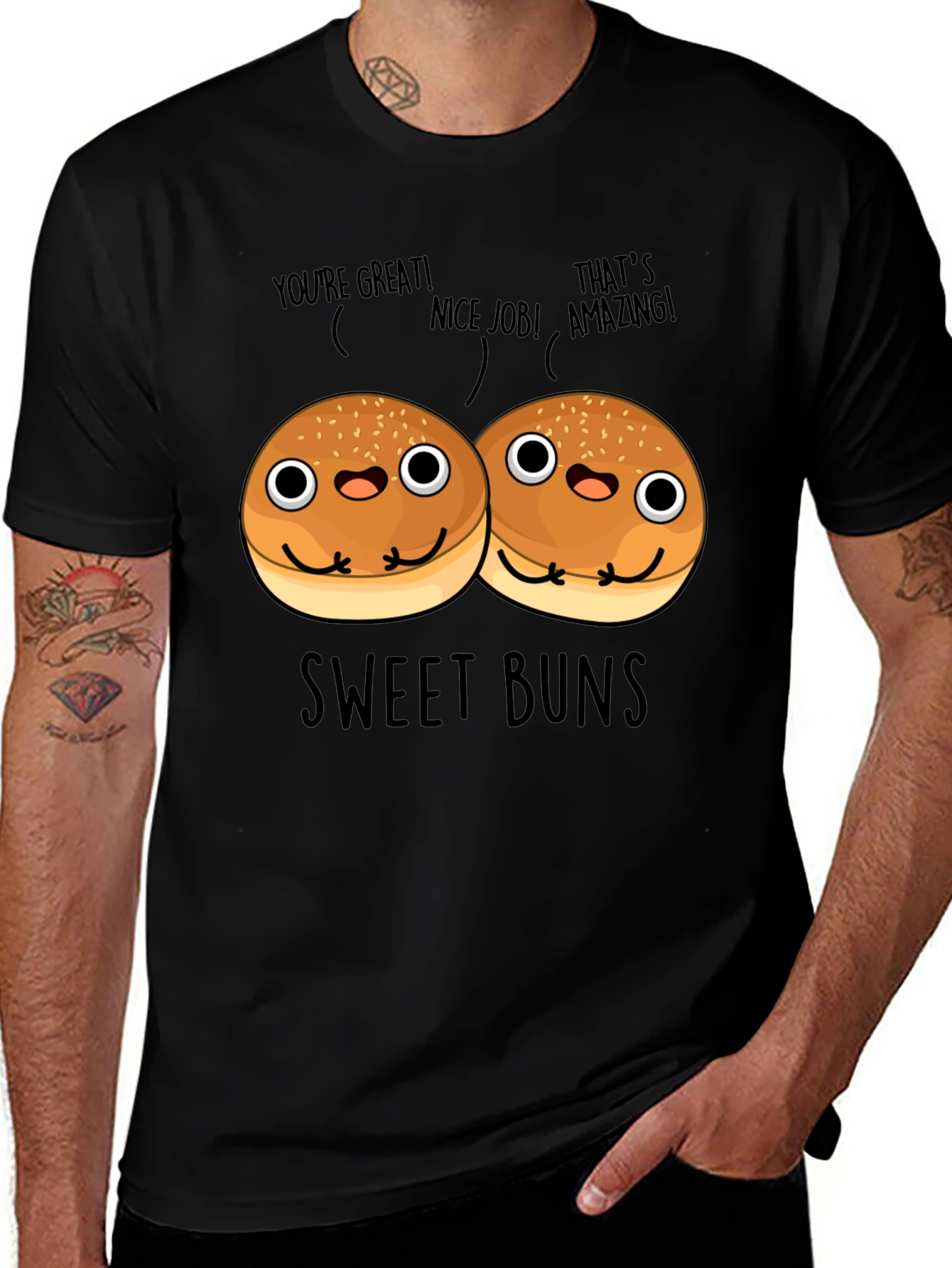 Sweet Buns Graphic Tee - Unisex Black T-Shirt