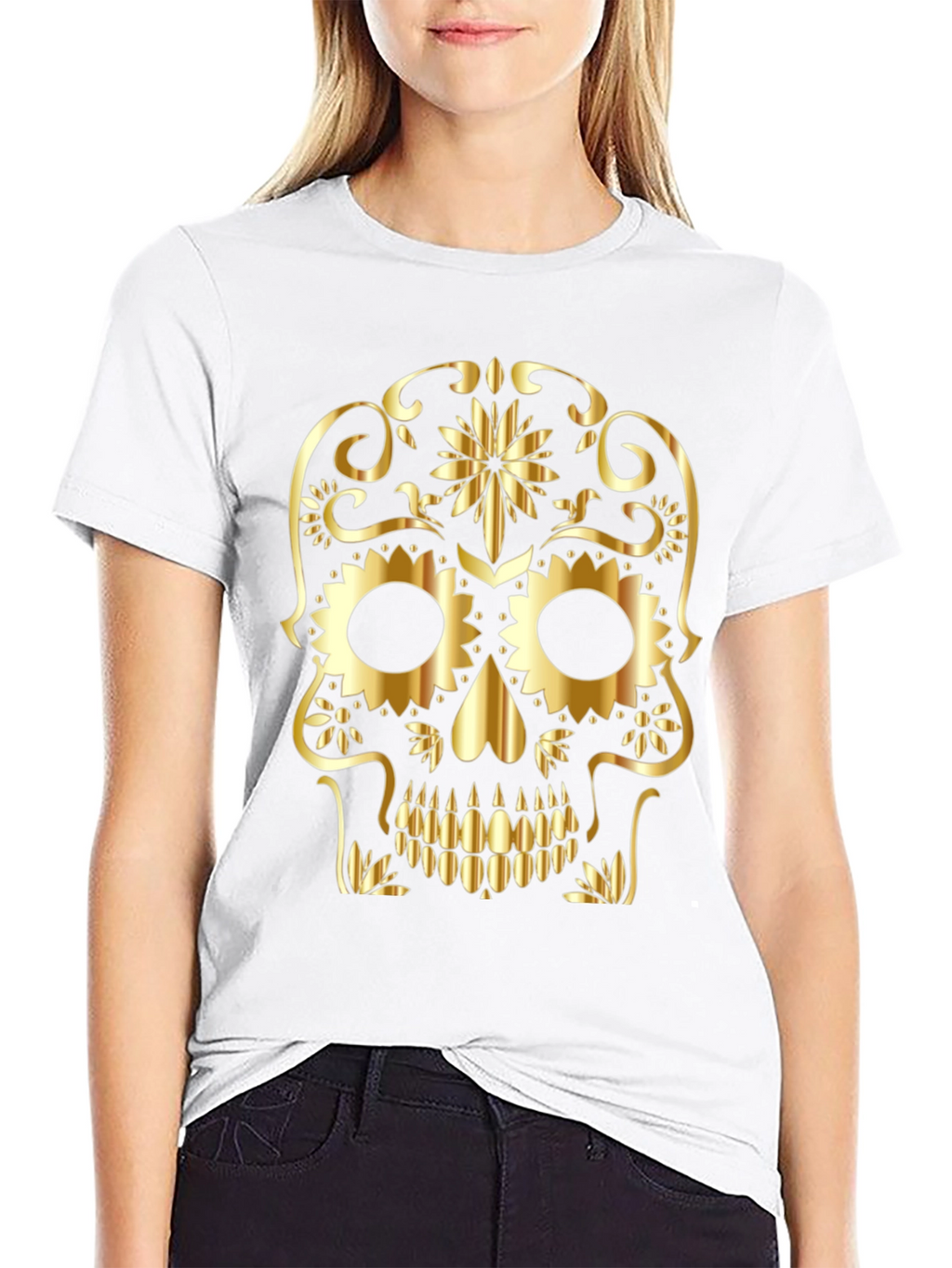 Golden Skull Graphic Tee - Black