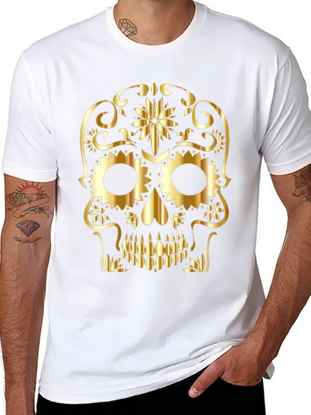 Golden Skull Graphic Tee - Black