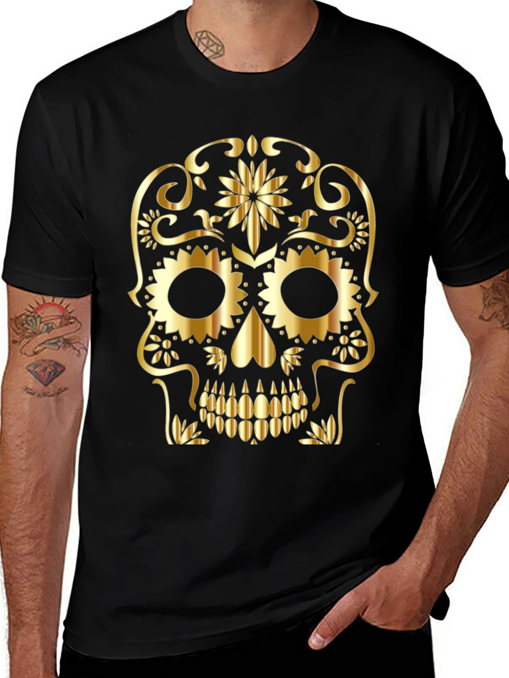 Golden Skull Graphic Tee - Black