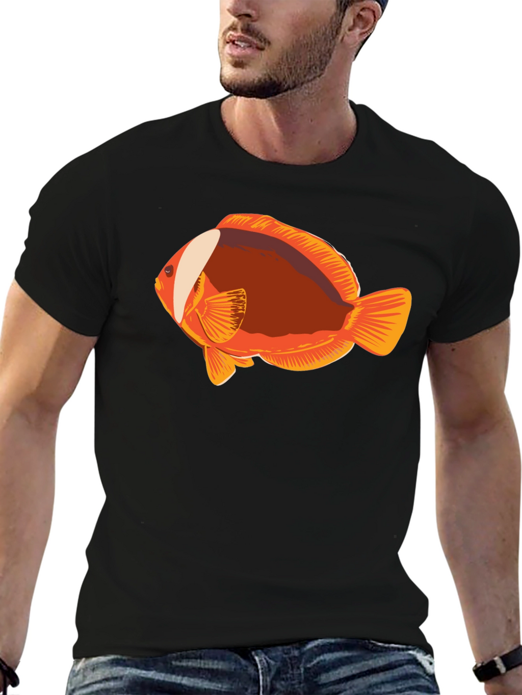 Clownfish Graphic Tee - Black Casual T-Shirt