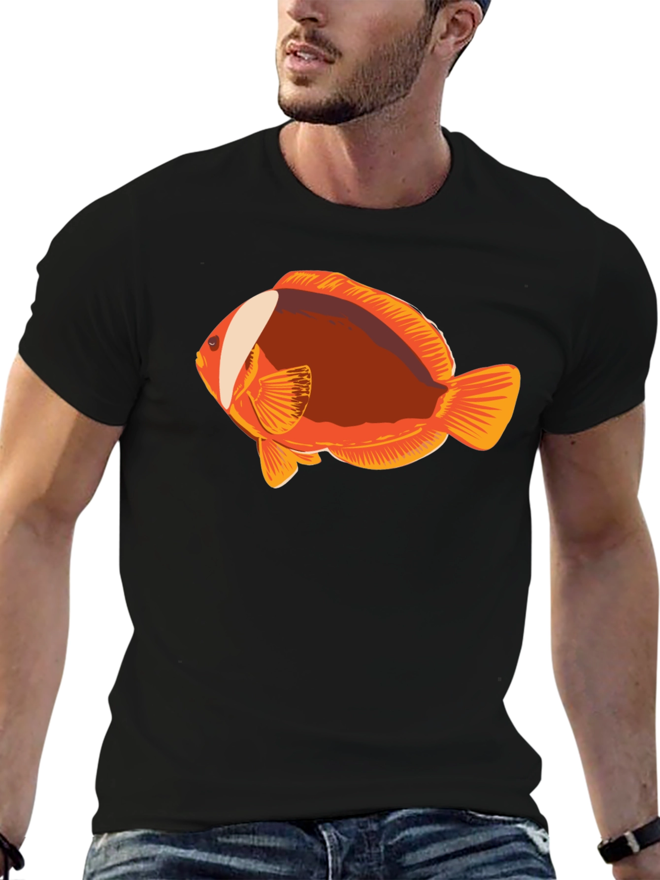 Clownfish Graphic Tee - Black Casual T-Shirt