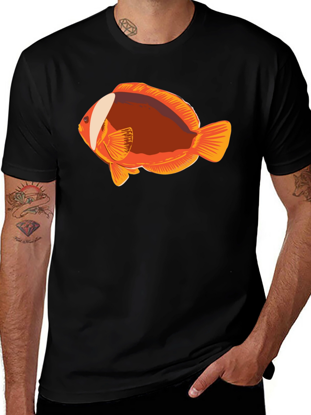 Clownfish Graphic Tee - Black Casual T-Shirt