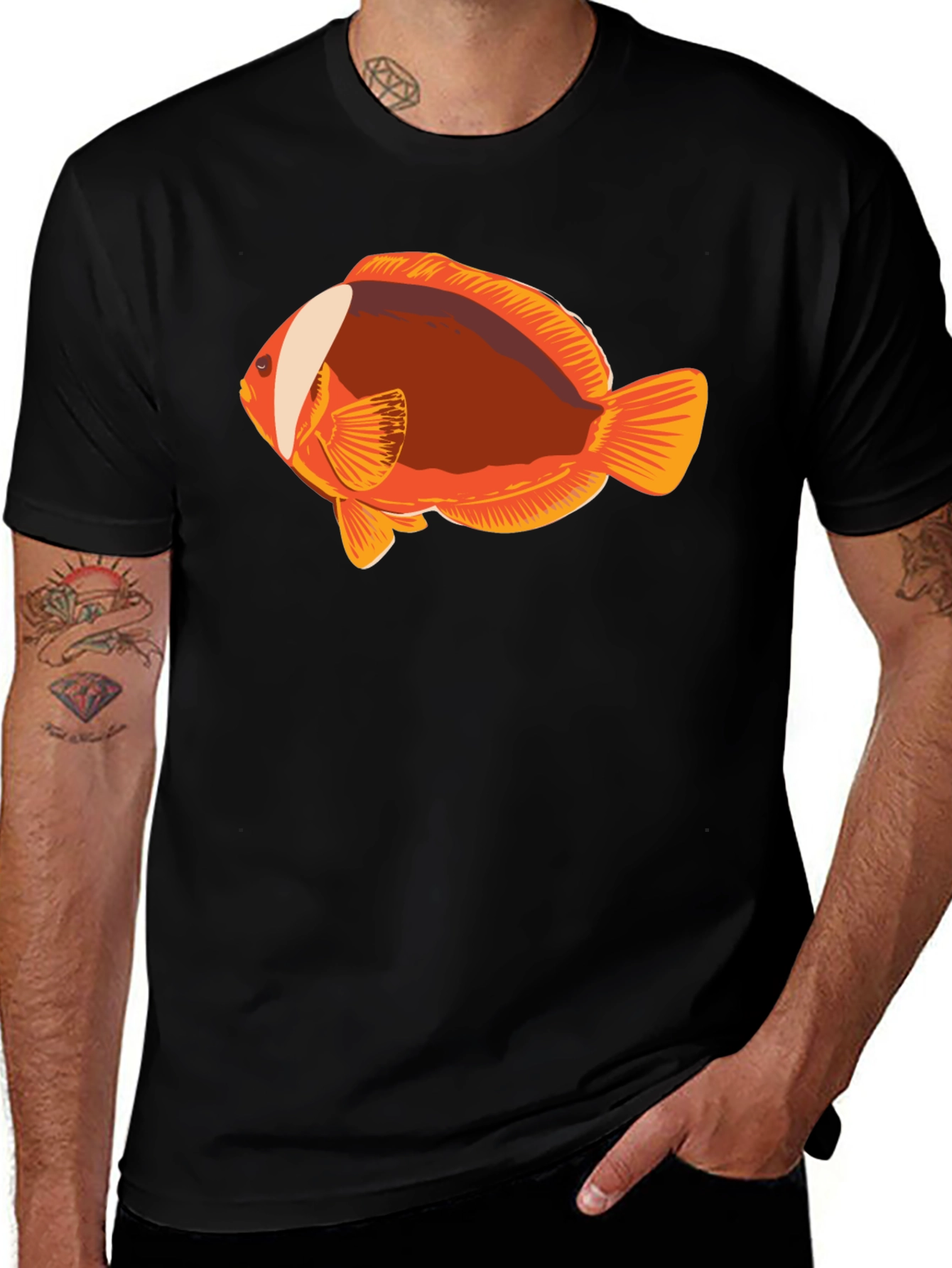 Clownfish Graphic Tee - Black Casual T-Shirt