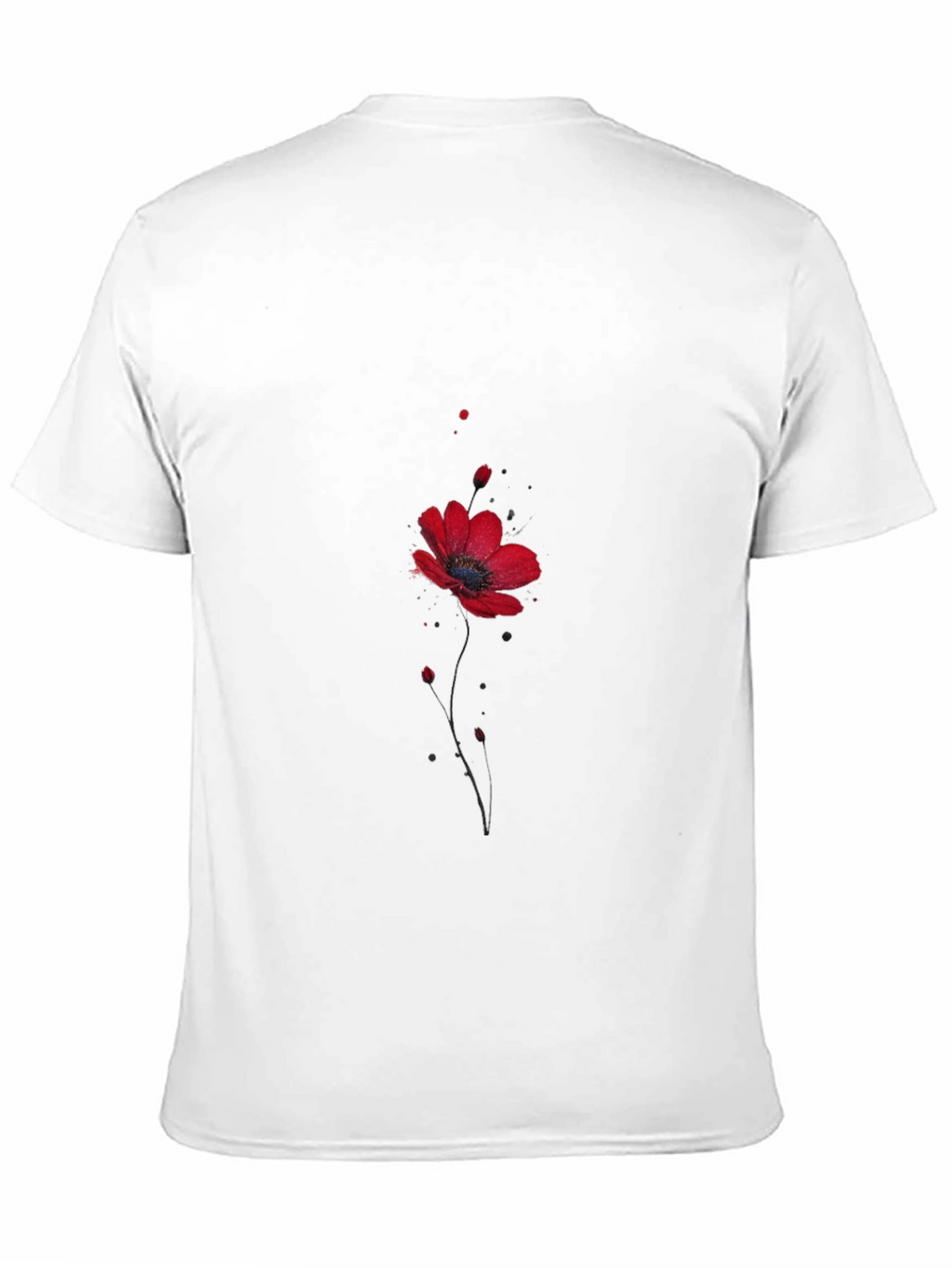 Floral Poppy Print Black T-Shirt