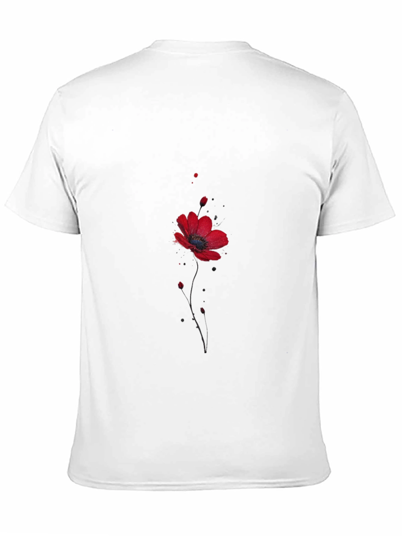 Floral Poppy Print Black T-Shirt