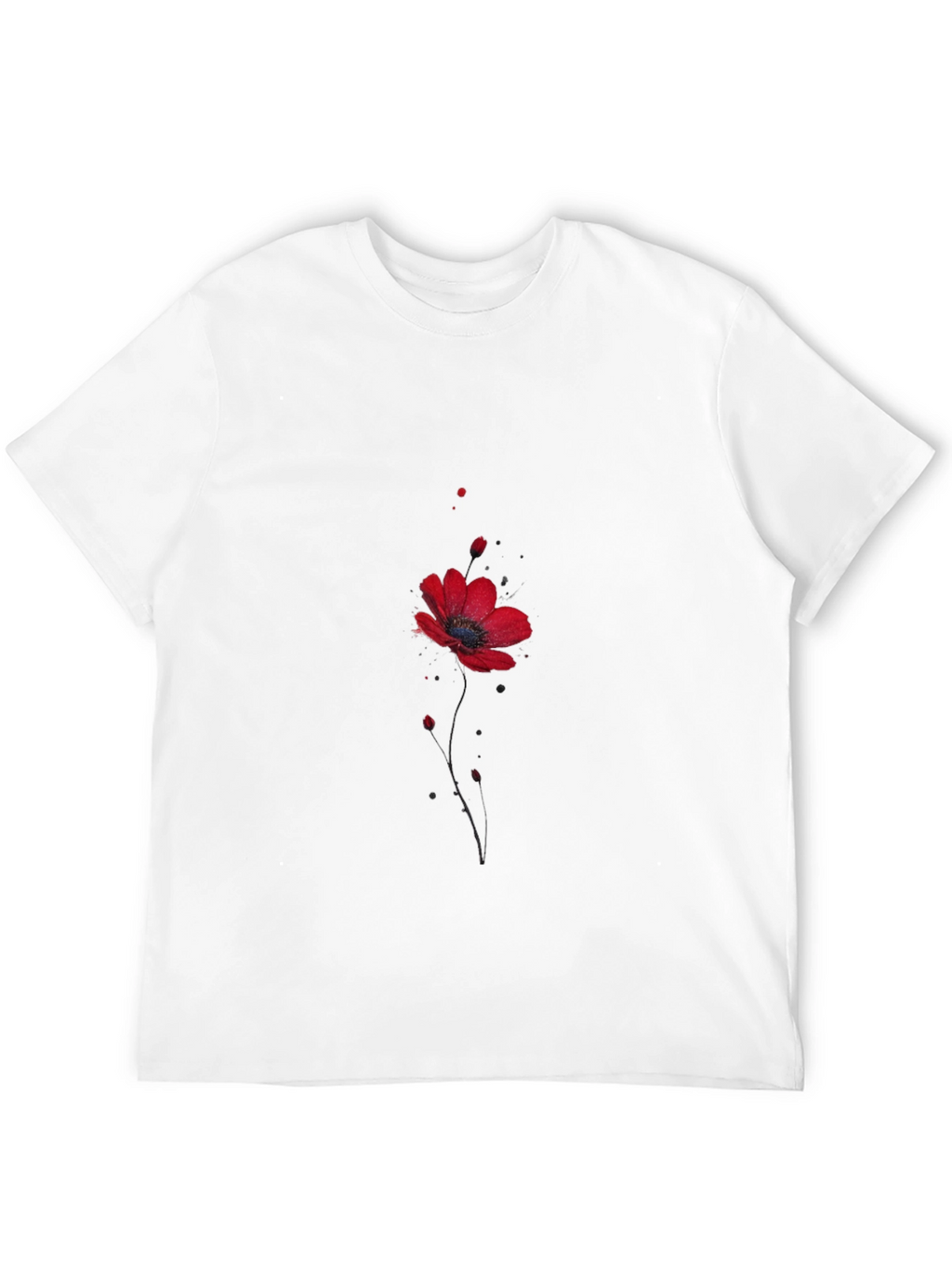 Floral Poppy Print Black T-Shirt