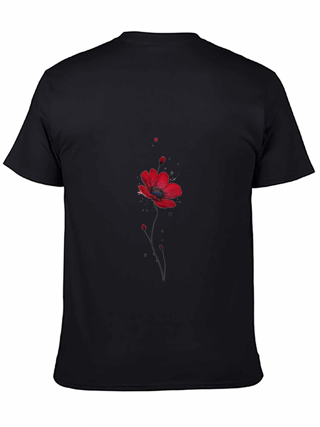 Floral Poppy Print Black T-Shirt