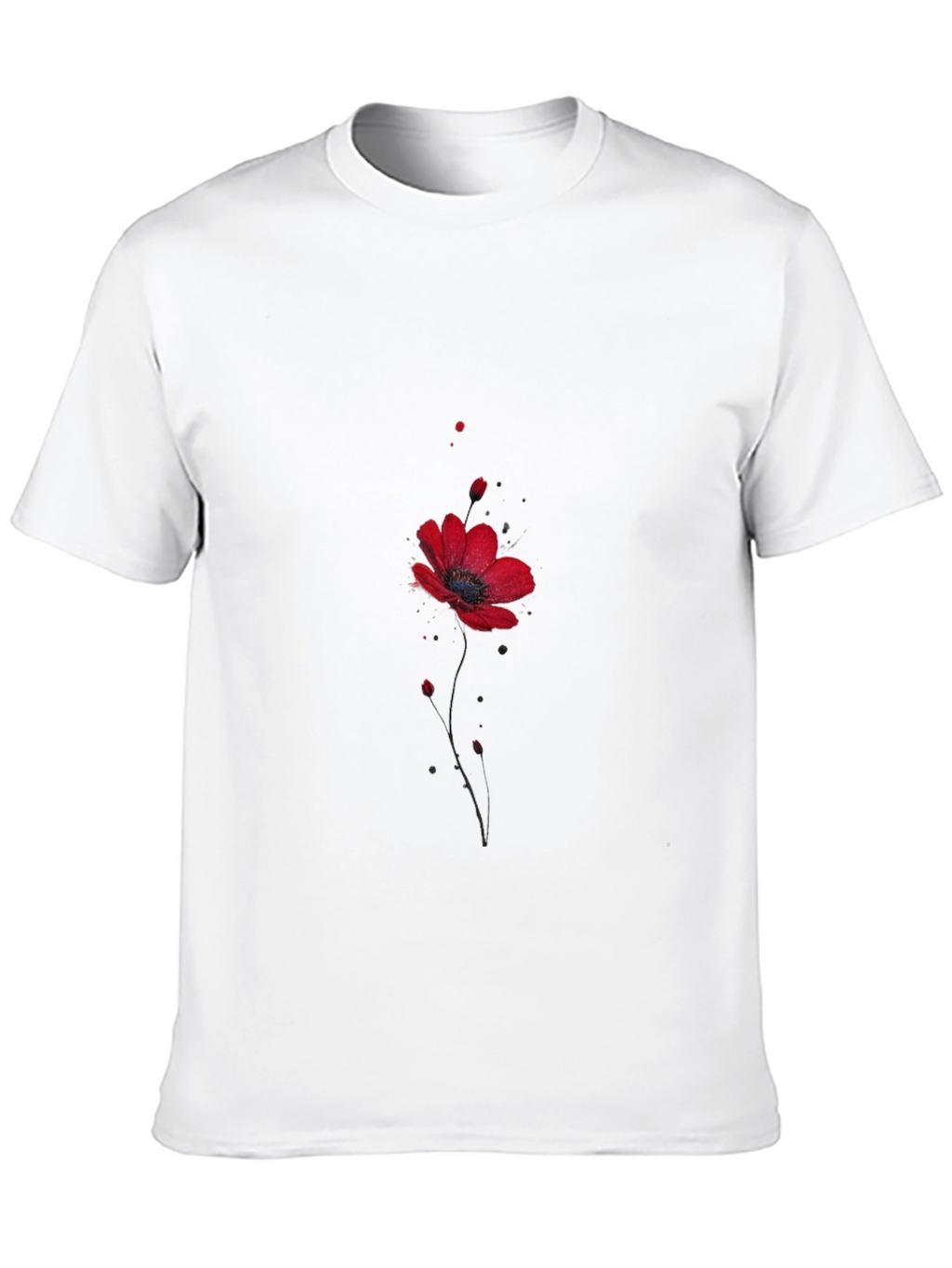 Floral Poppy Print Black T-Shirt