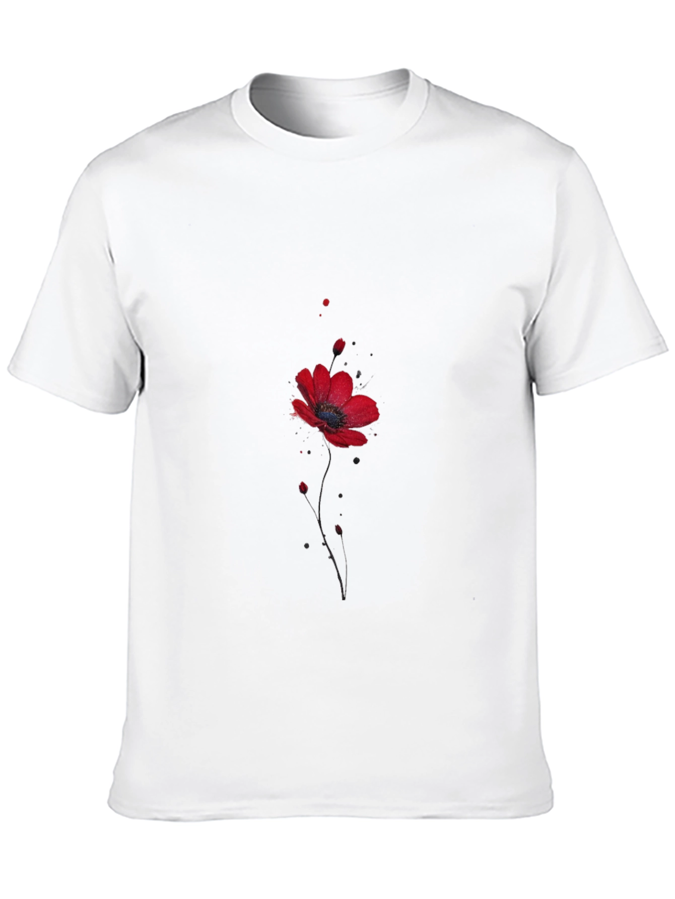 Floral Poppy Print Black T-Shirt