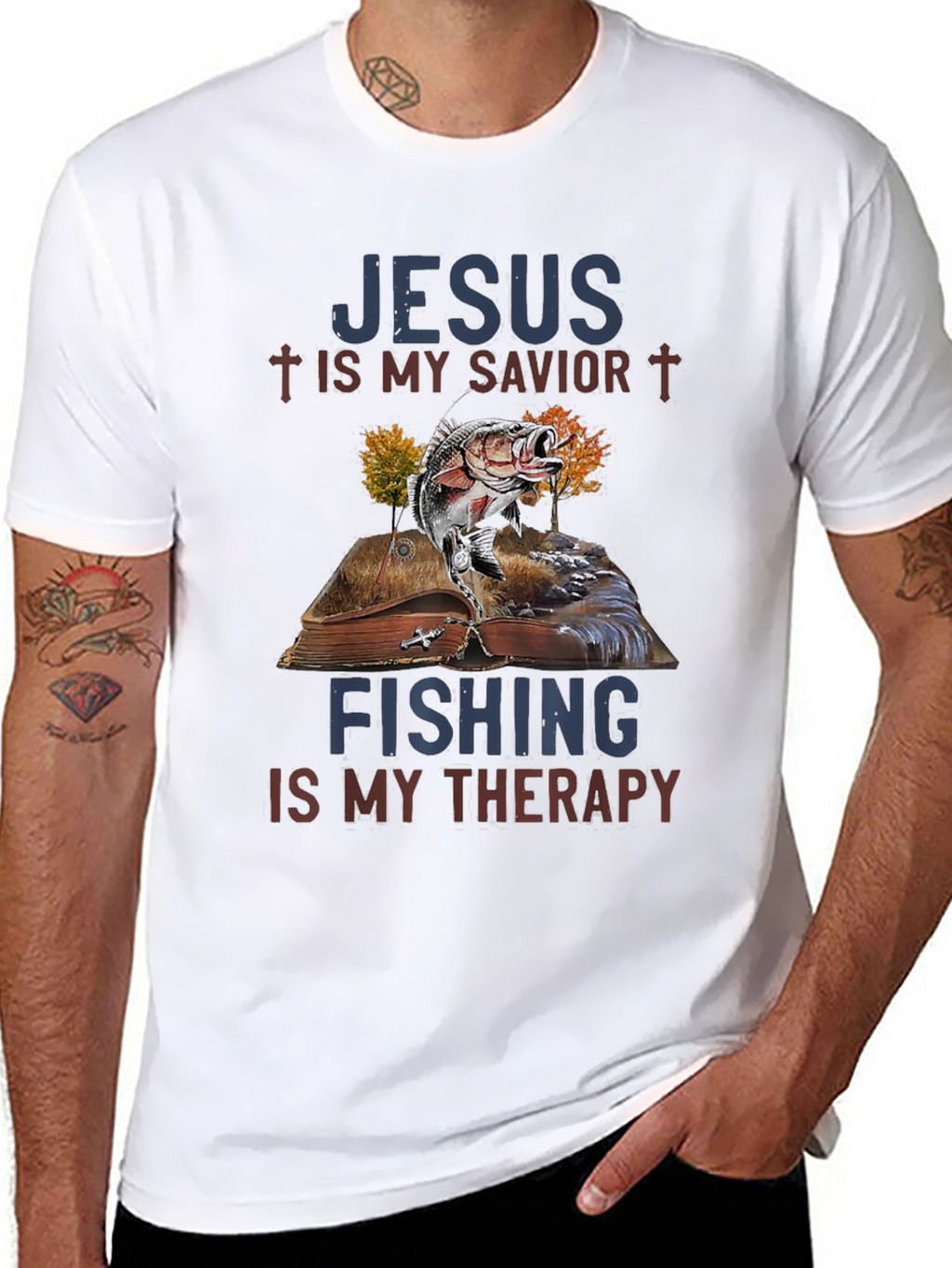 Jesus & Fishing Therapy Graphic Tee