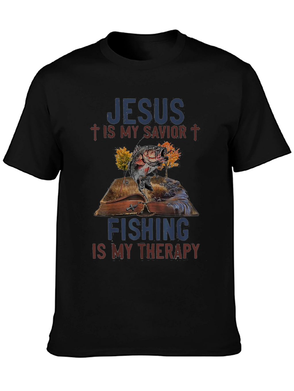 Jesus & Fishing Therapy Graphic Tee