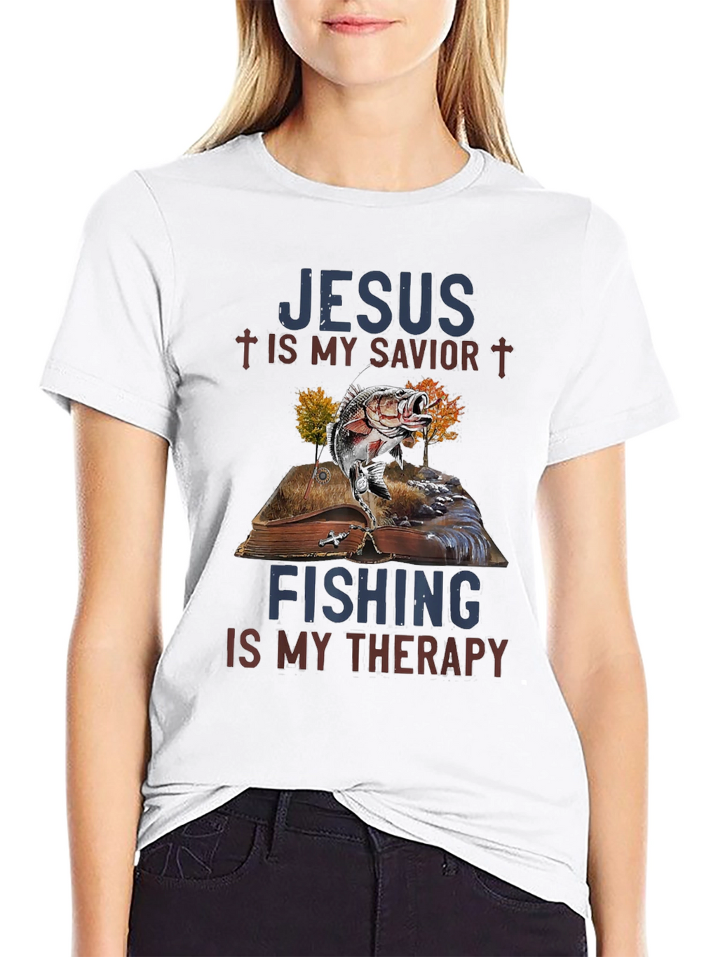 Jesus & Fishing Therapy Graphic Tee