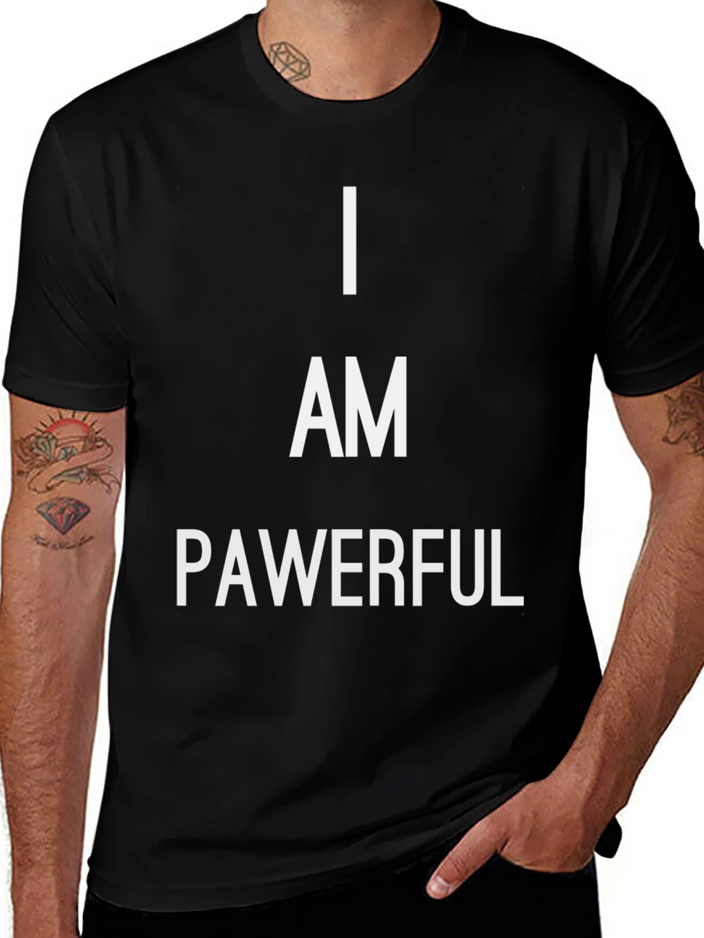 I Am Pawerful Graphic Tee - Empowering Black T-Shirt