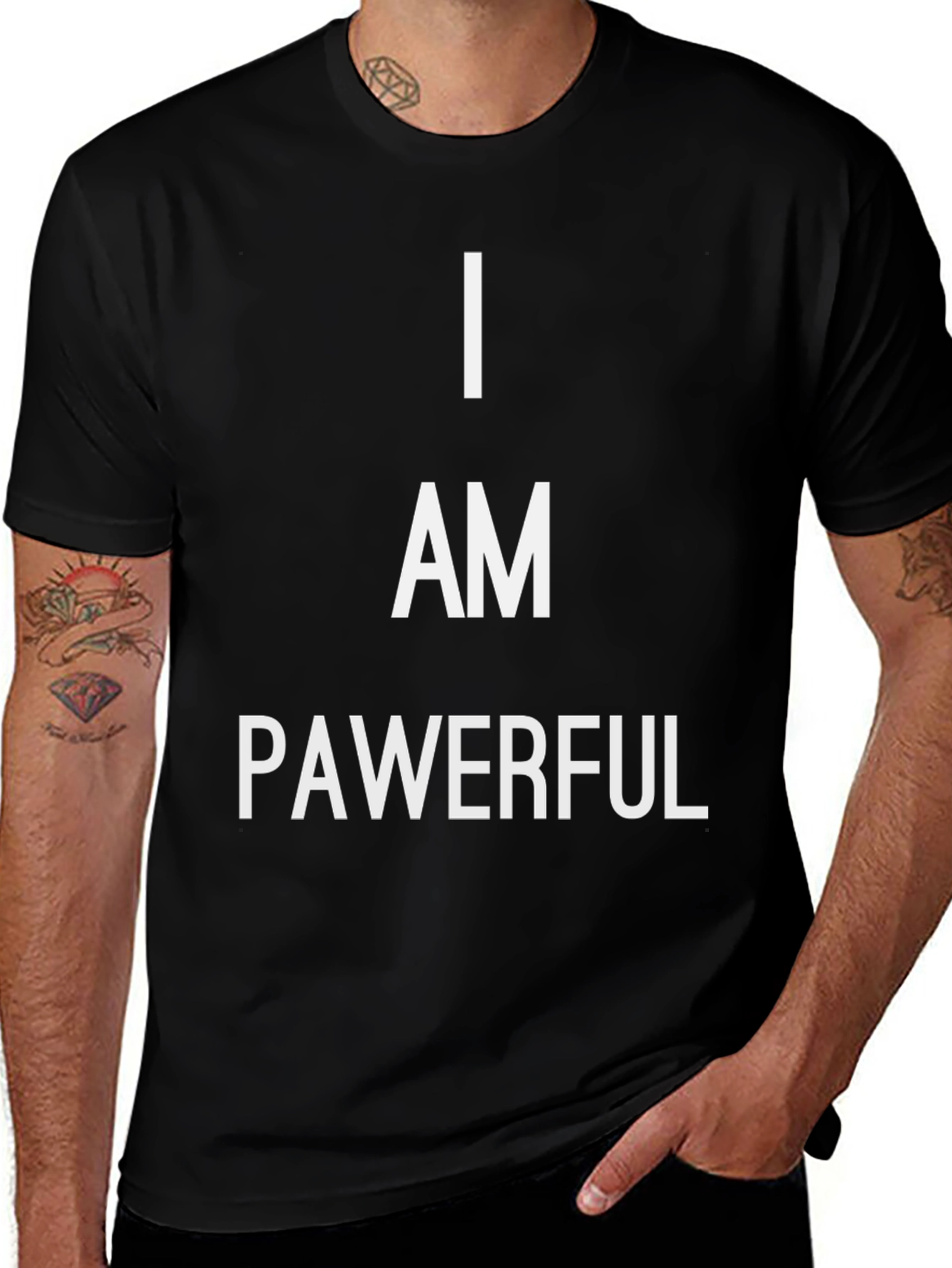 I Am Pawerful Graphic Tee - Empowering Black T-Shirt