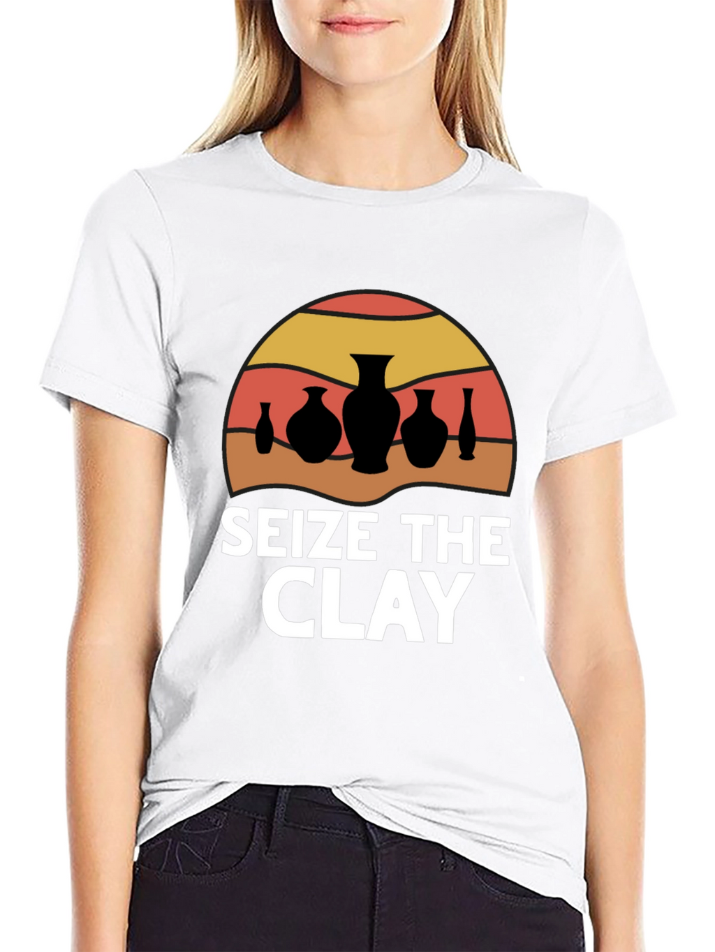 Seize The Clay T-Shirt - Pottery Sunset Design