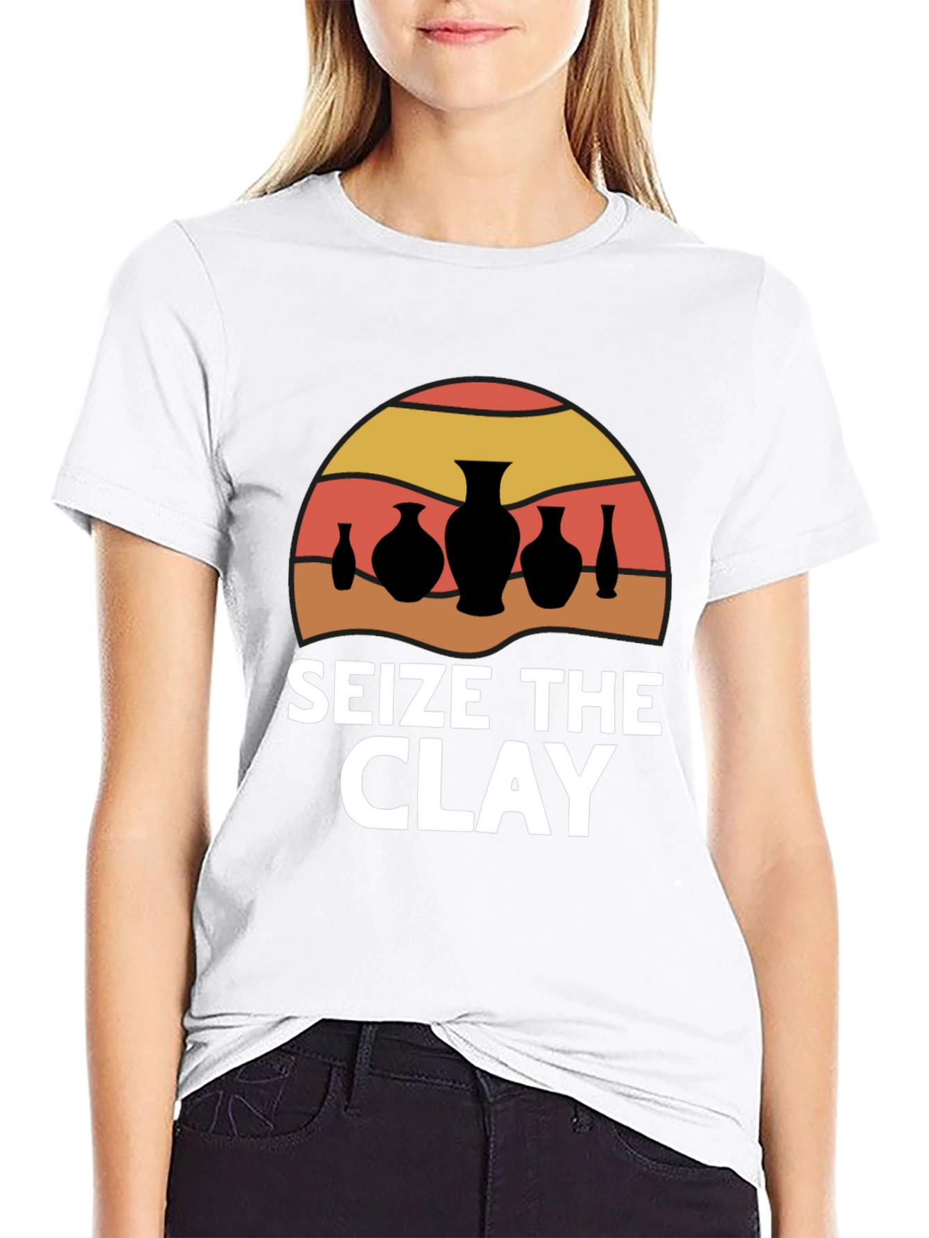 Seize The Clay T-Shirt - Pottery Sunset Design