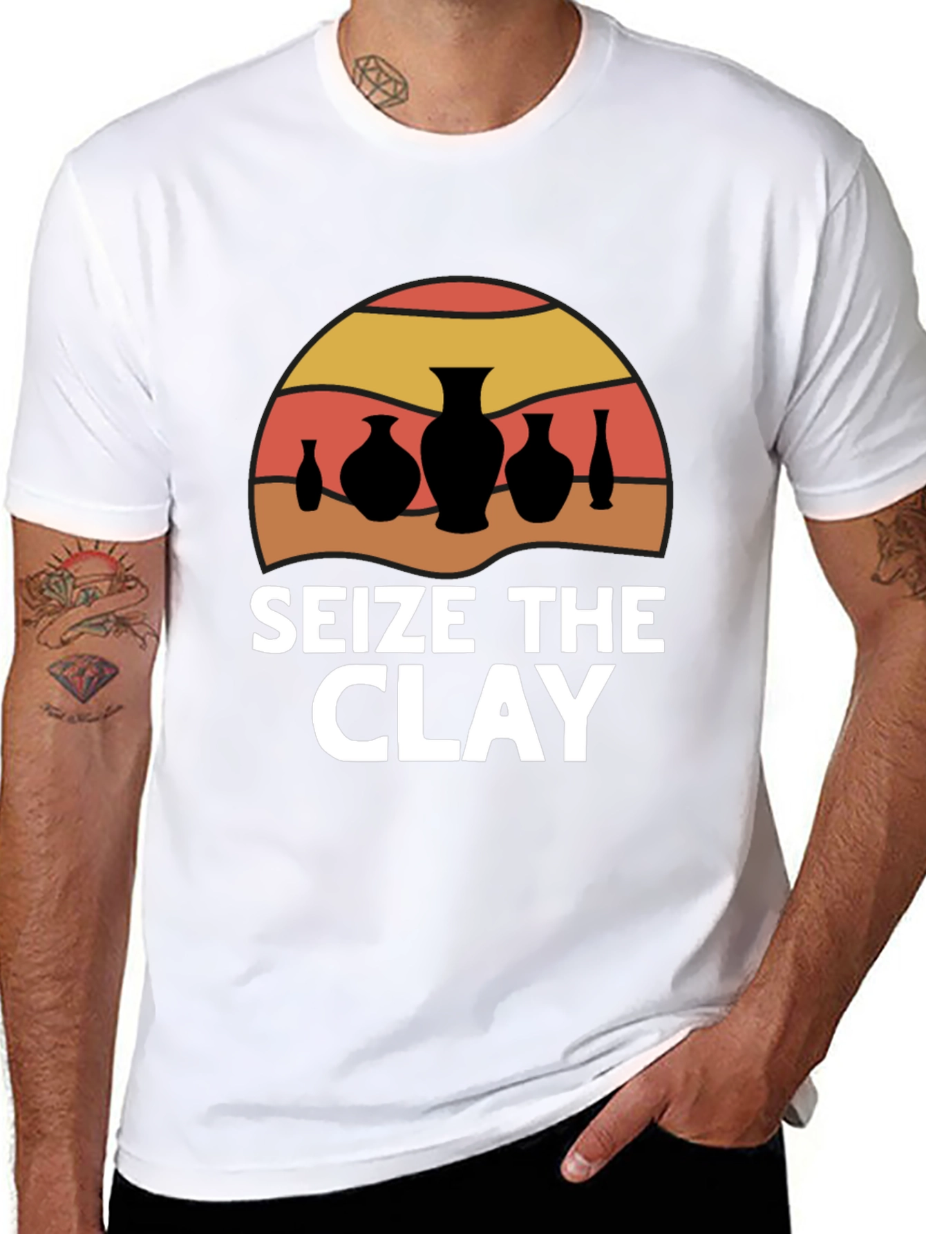 Seize The Clay T-Shirt - Pottery Sunset Design