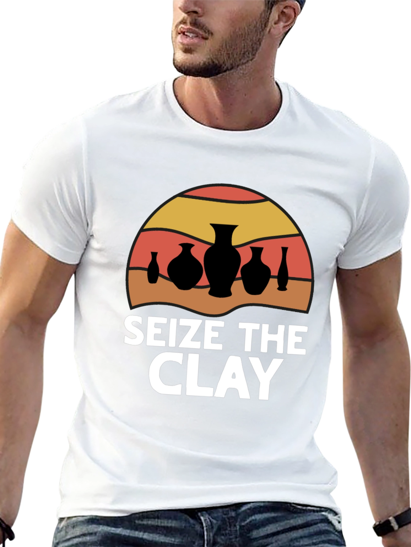 Seize The Clay T-Shirt - Pottery Sunset Design