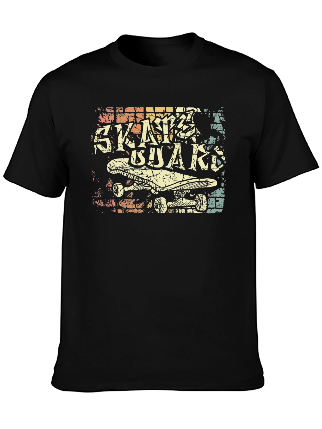 Retro Skateboard Graphic Tee - Black