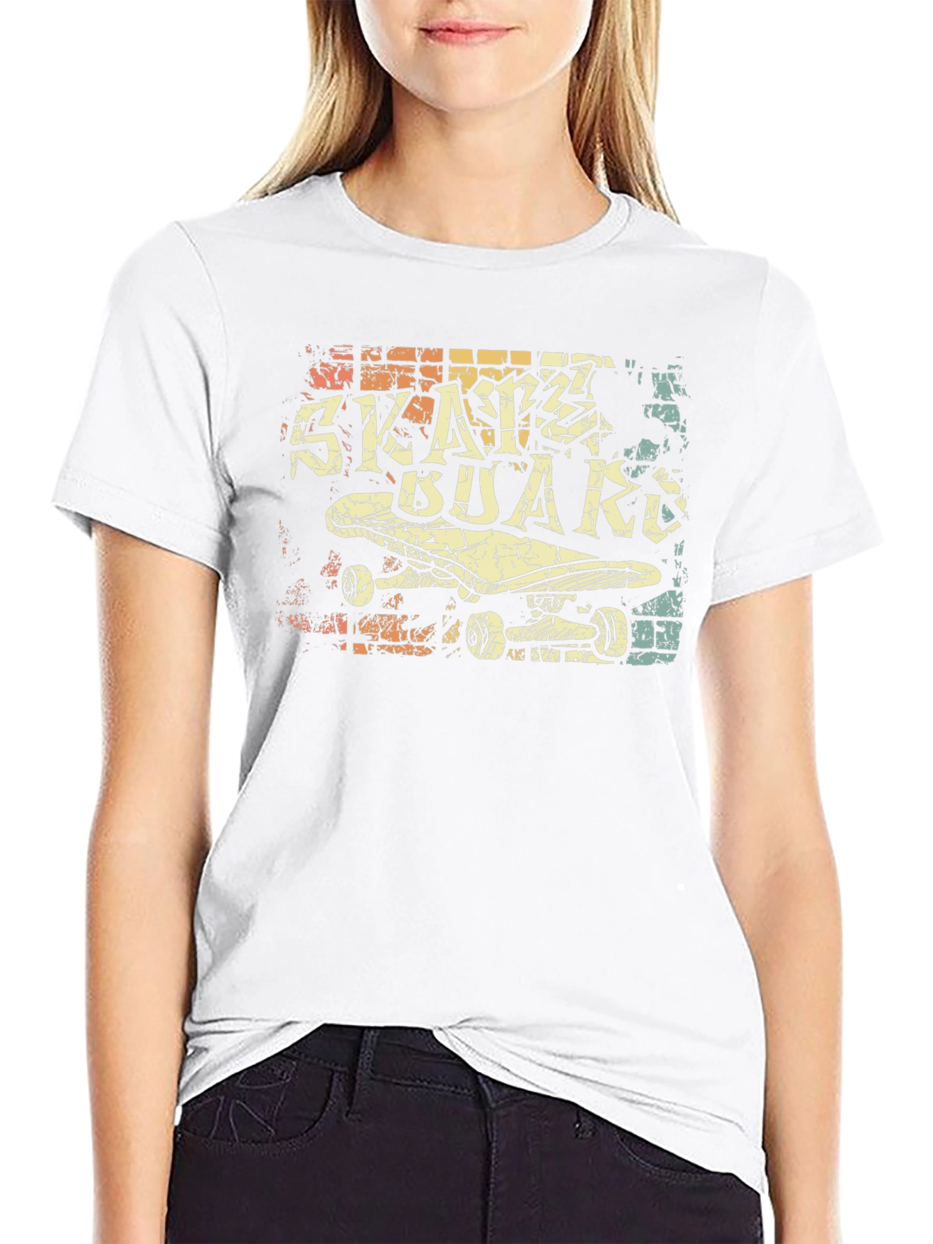 Retro Skateboard Graphic Tee - Black