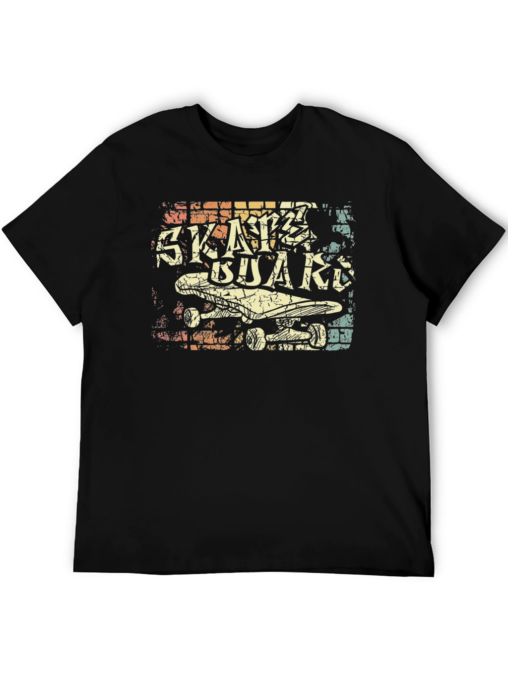 Retro Skateboard Graphic Tee - Black