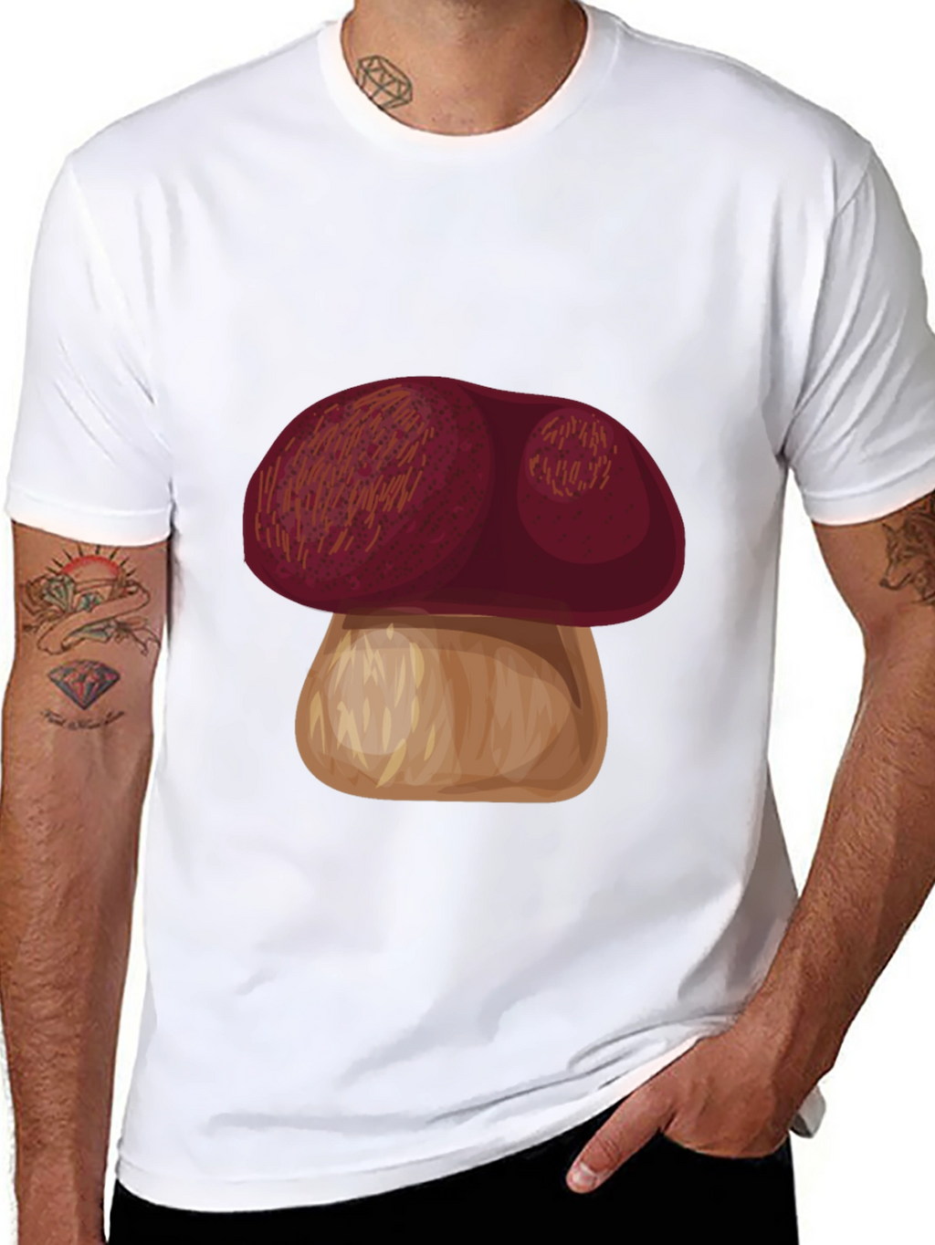 Mushroom Graphic Tee - Casual Black T-Shirt