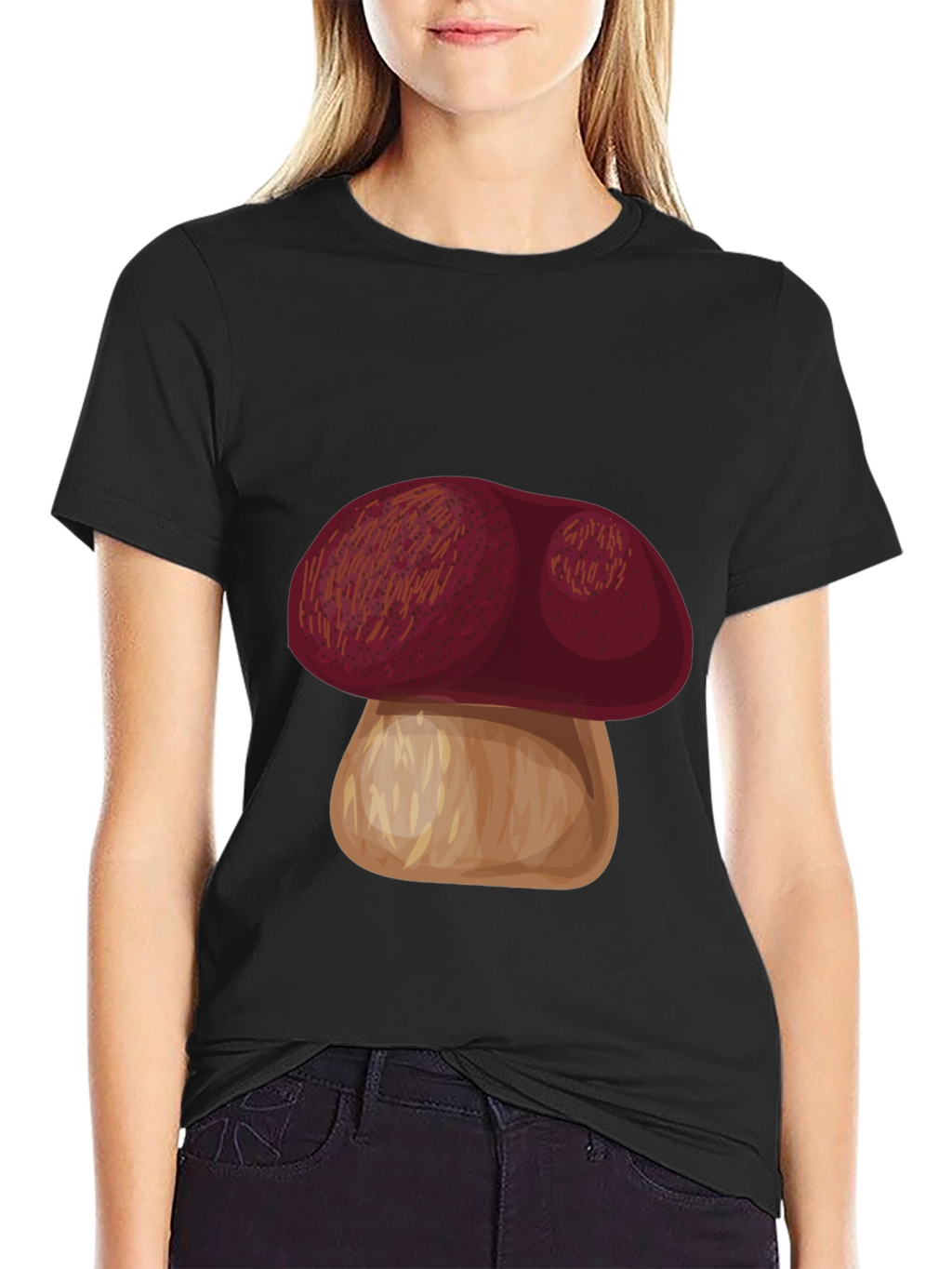 Mushroom Graphic Tee - Casual Black T-Shirt