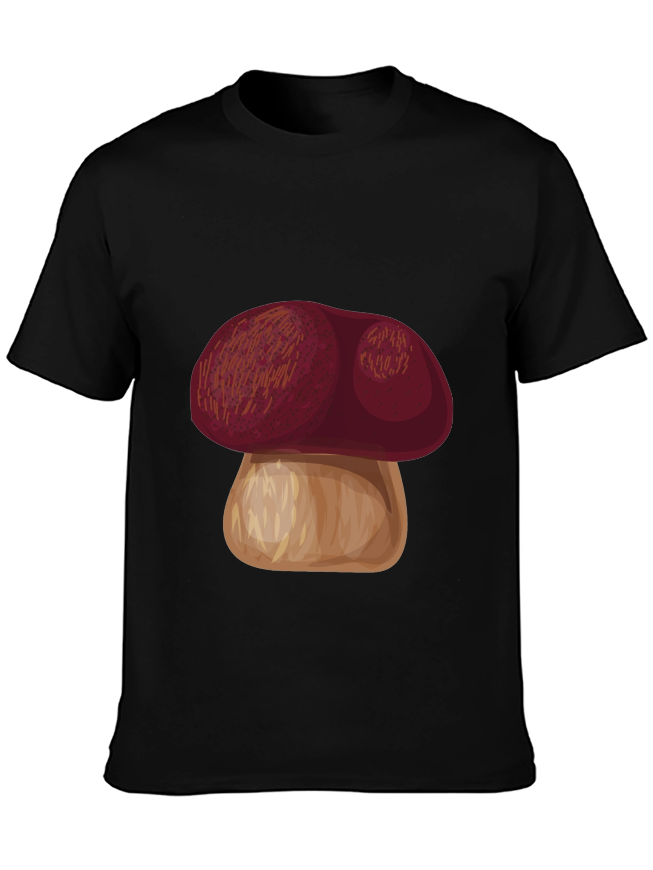 Mushroom Graphic Tee - Casual Black T-Shirt