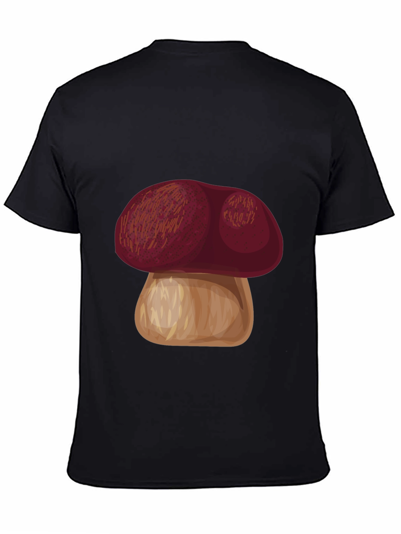 Mushroom Graphic Tee - Casual Black T-Shirt