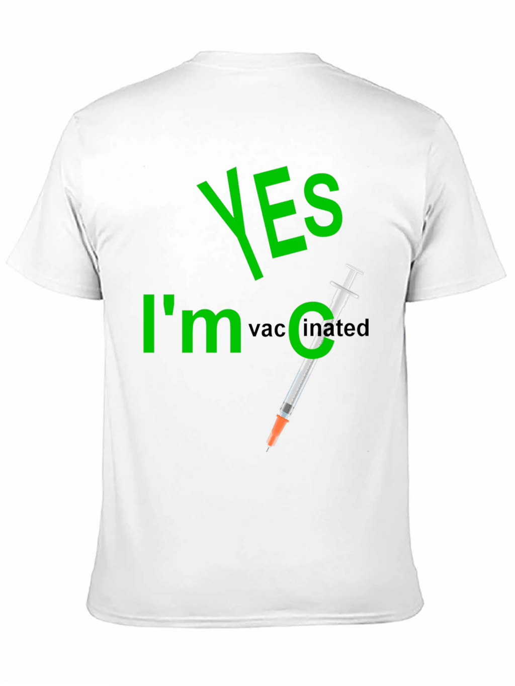 Yes Im Vaccinated T-Shirt Funny Syringe Black Cotton Tee