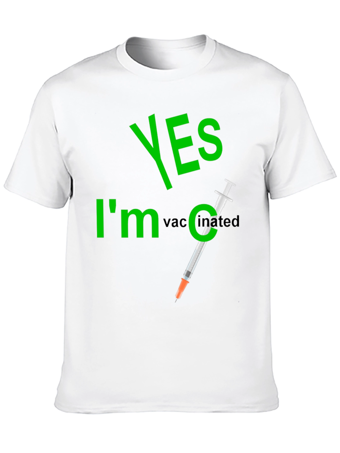 Yes Im Vaccinated T-Shirt Funny Syringe Black Cotton Tee