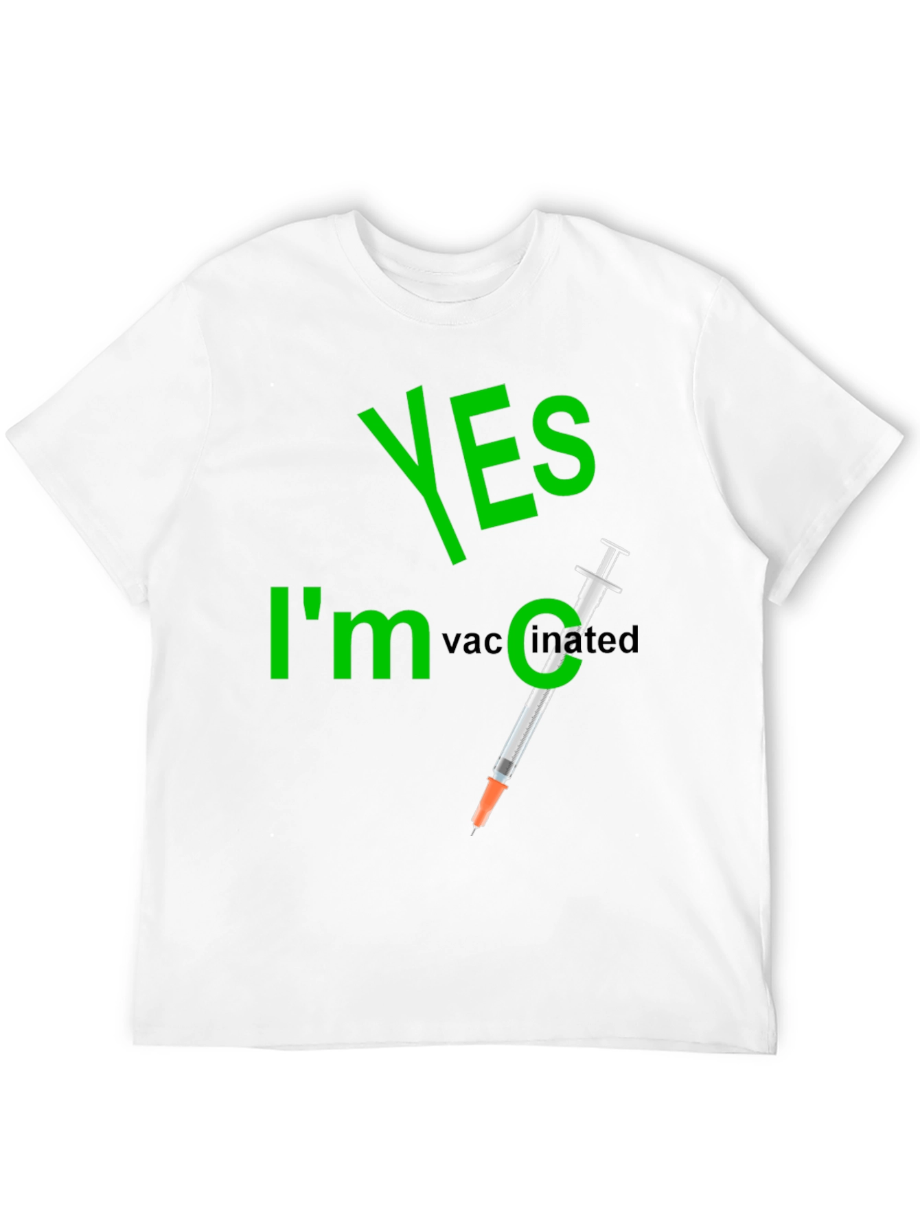 Yes Im Vaccinated T-Shirt Funny Syringe Black Cotton Tee
