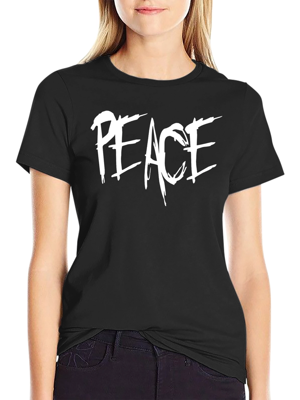 Peace Graphic Tee - Stylish Black Crewneck T-Shirt