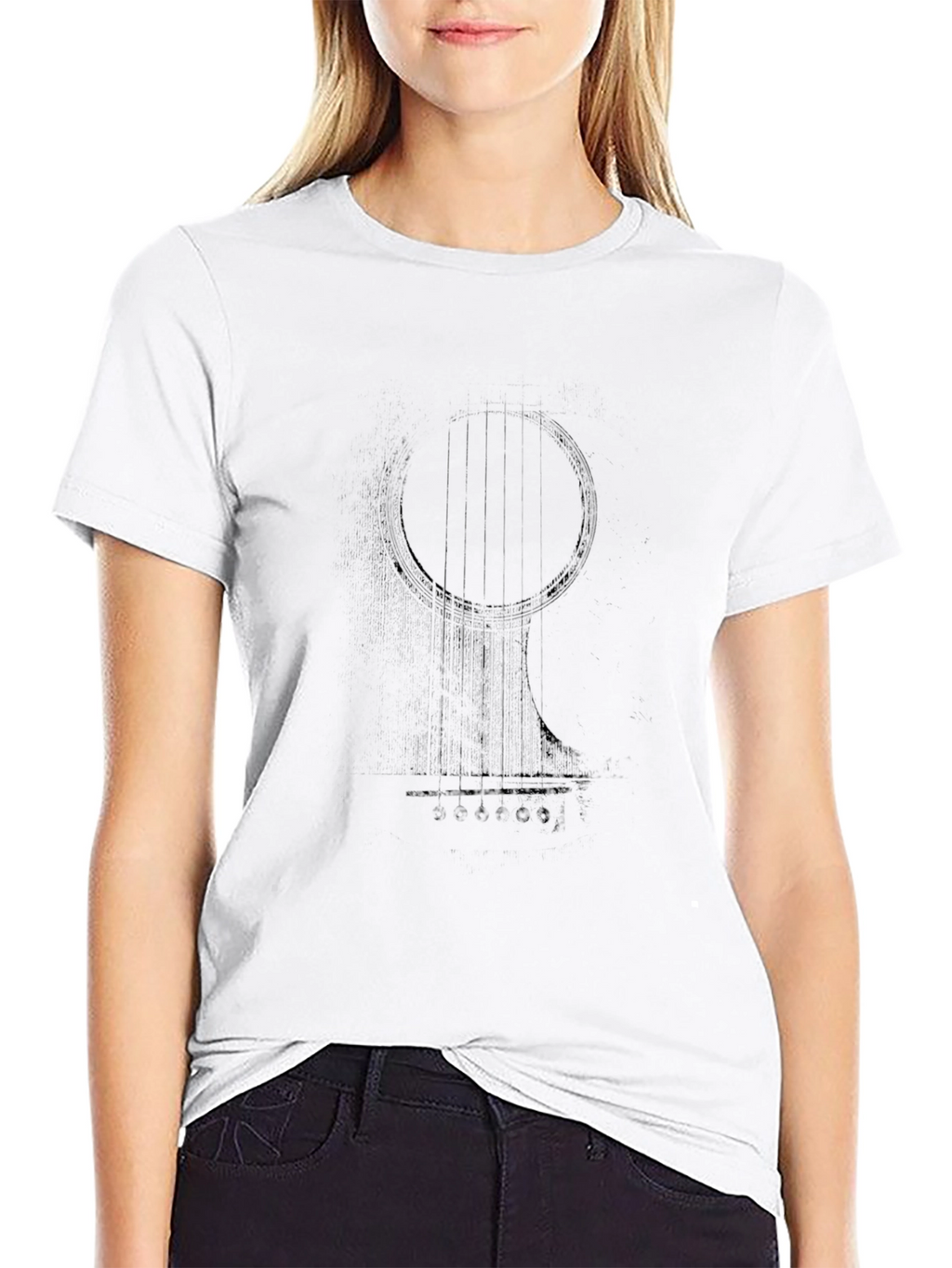 Black Graphic Tee - Abstract Musical Instrument Design