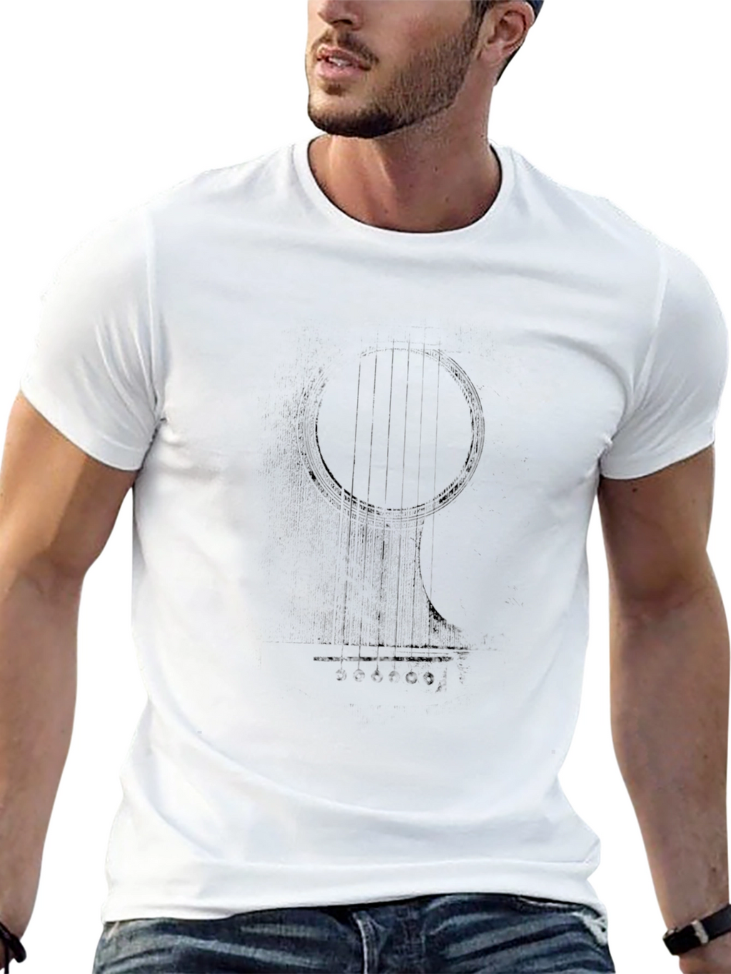 Black Graphic Tee - Abstract Musical Instrument Design
